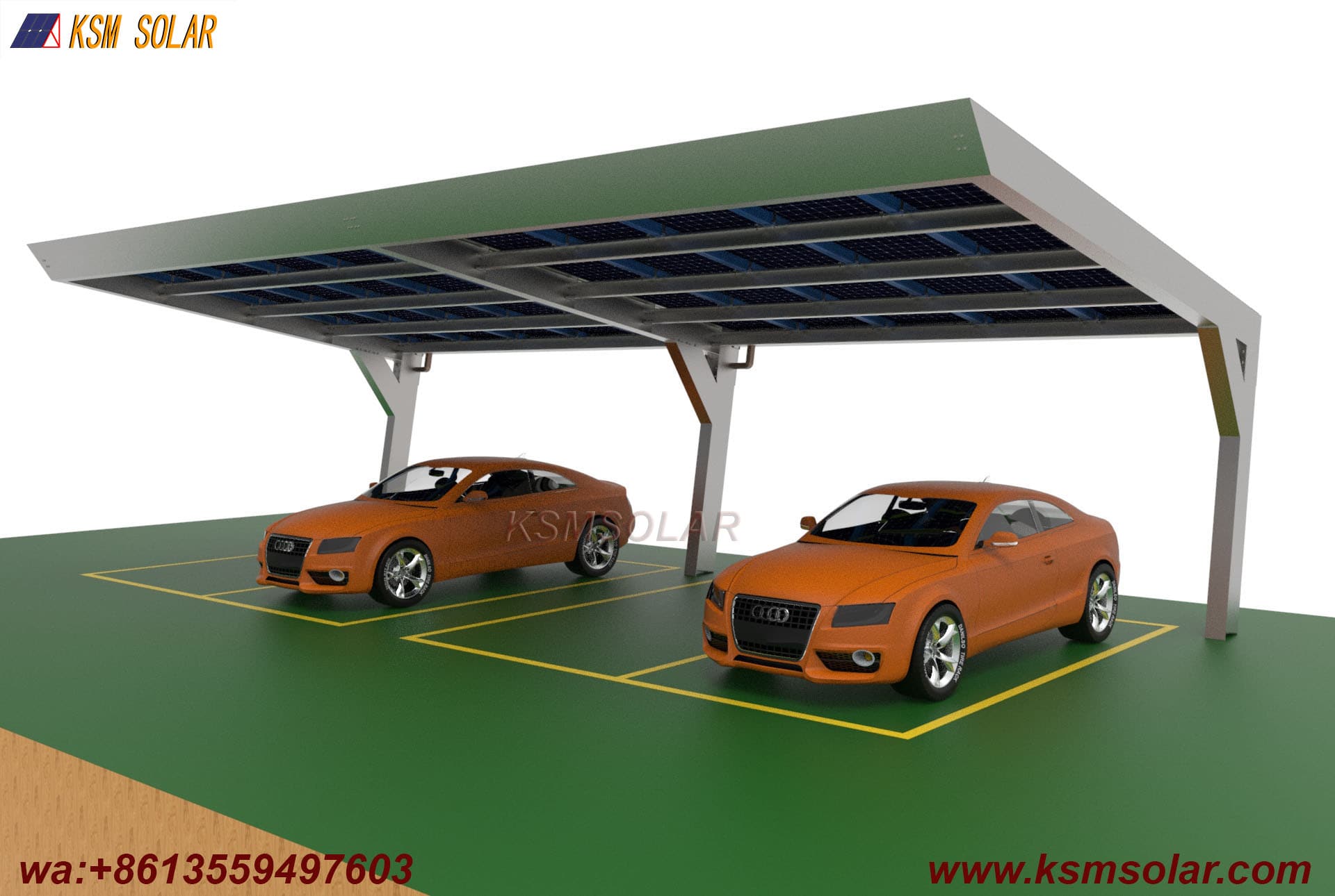 Custom L-Shape Single-Slope Frame Solar Carport