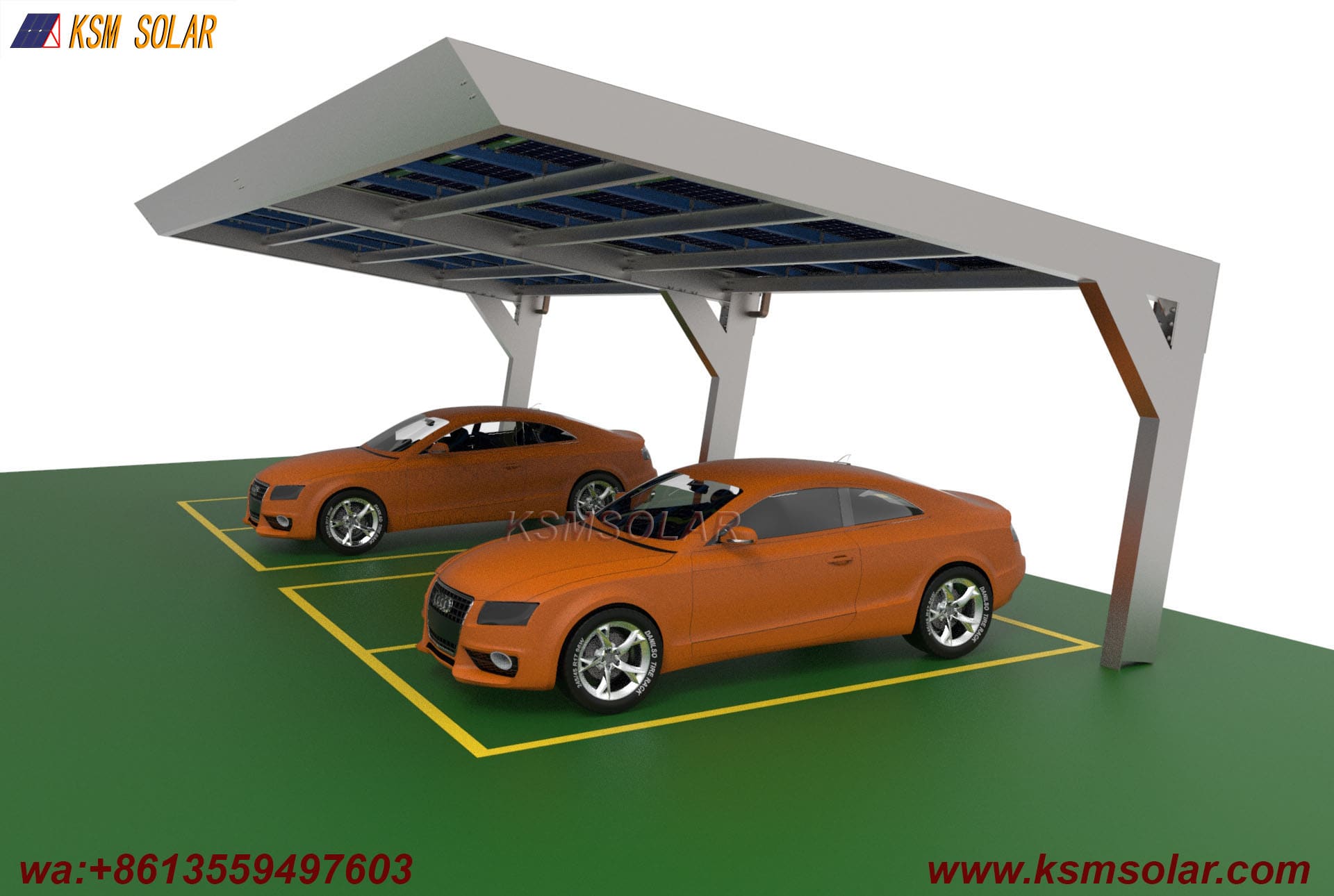Custom L-Shape Single-Slope Frame Solar Carport