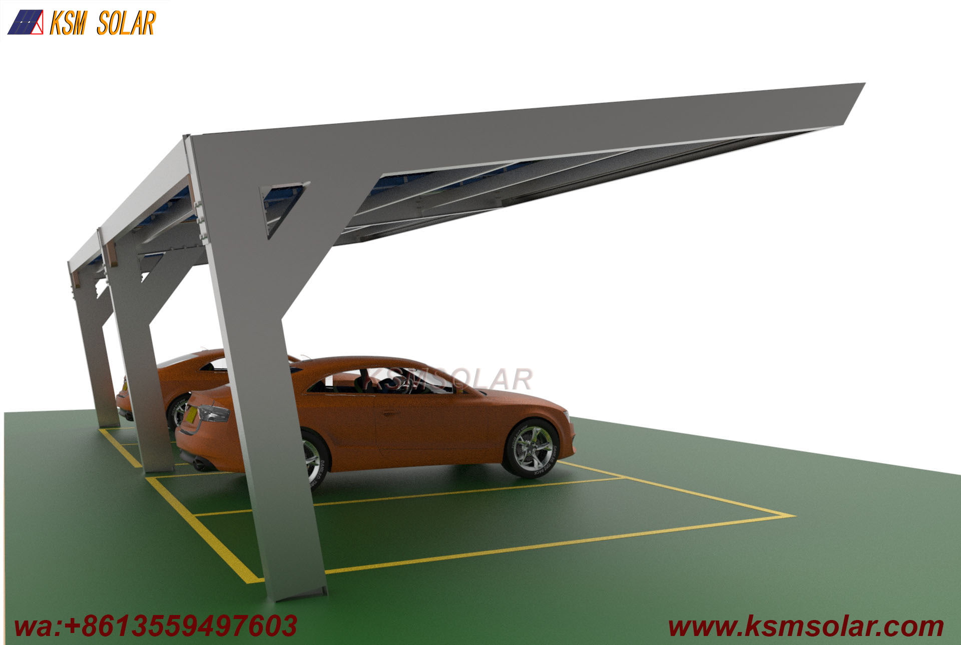 Custom L-Shape Single-Slope Frame Solar Carport