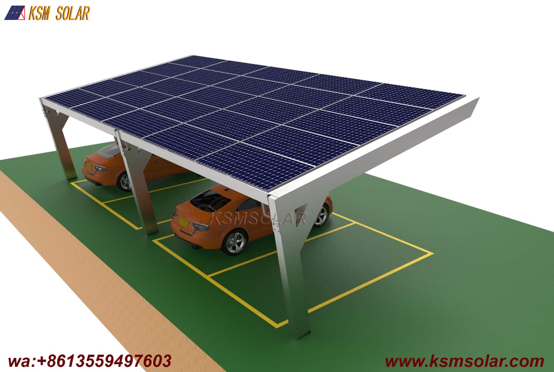 Custom L-Shape Single-Slope Frame Solar Carport