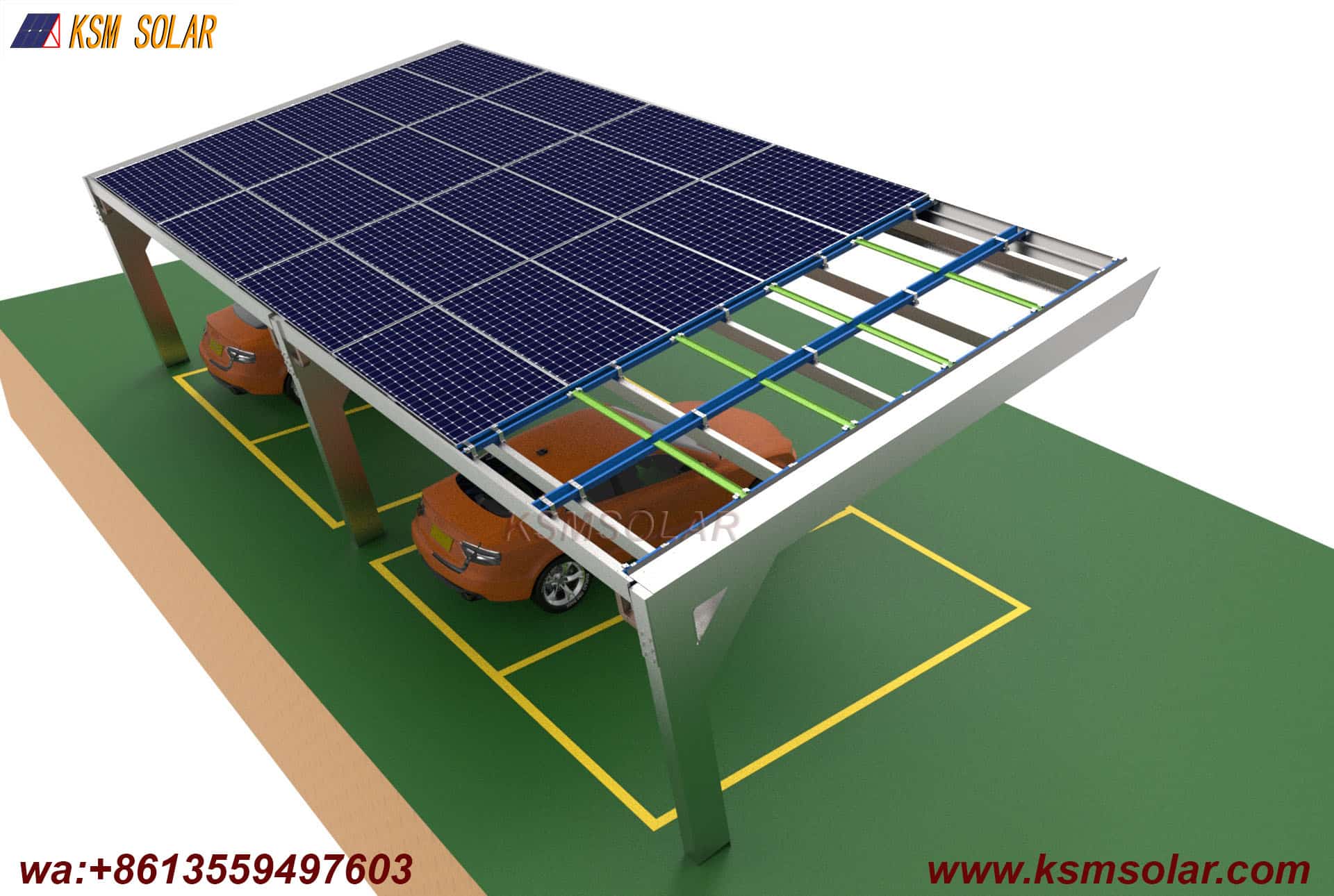 Custom L-Shape Single-Slope Frame Solar Carport