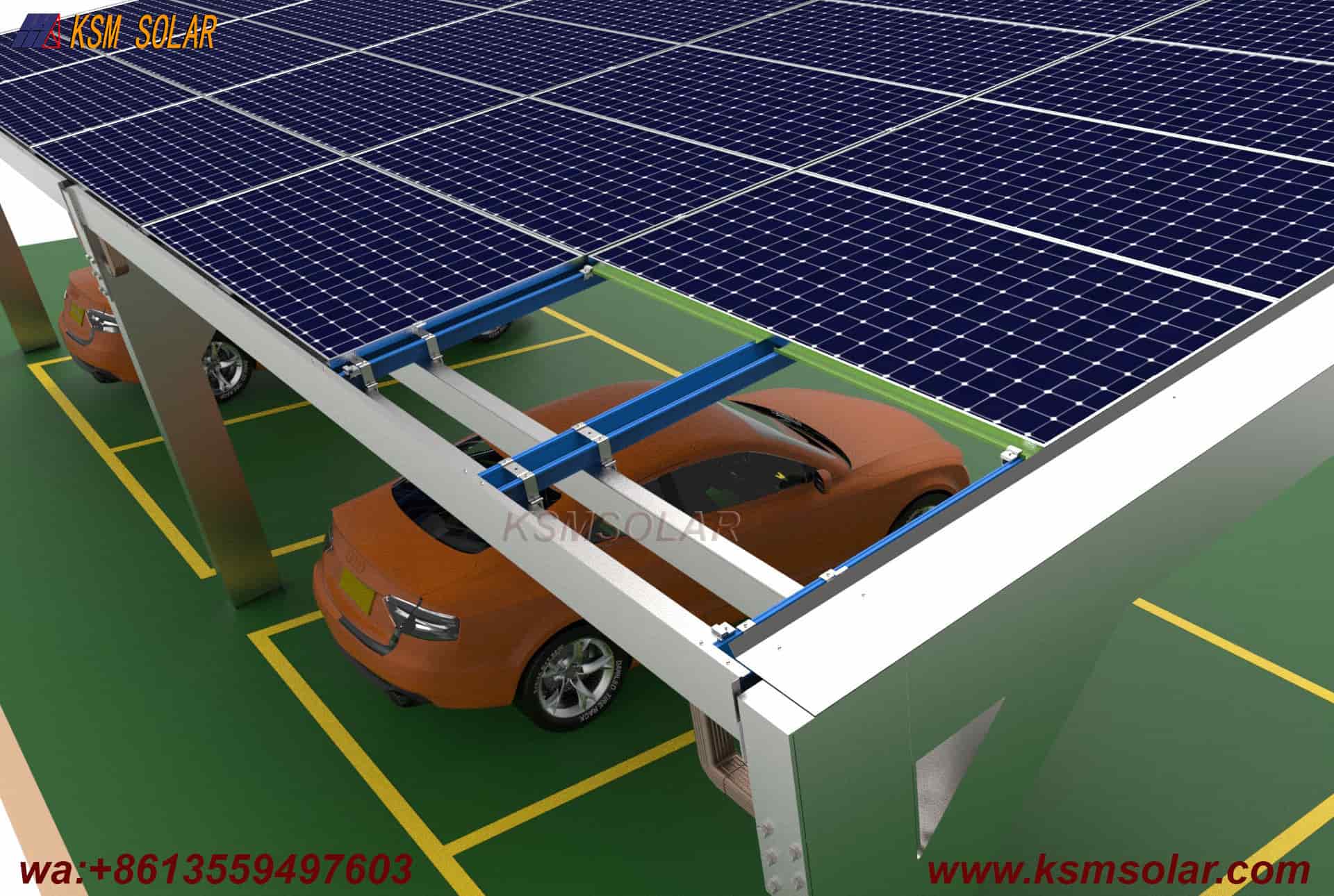 Custom L-Shape Single-Slope Frame Solar Carport