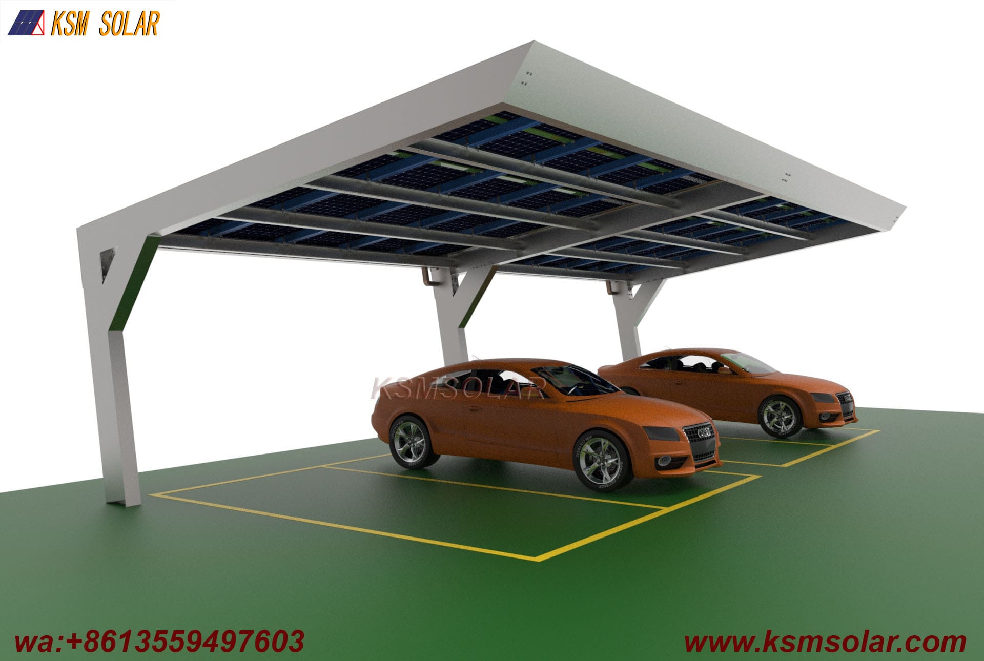 Custom L-Shape Single-Slope Frame Solar Carport