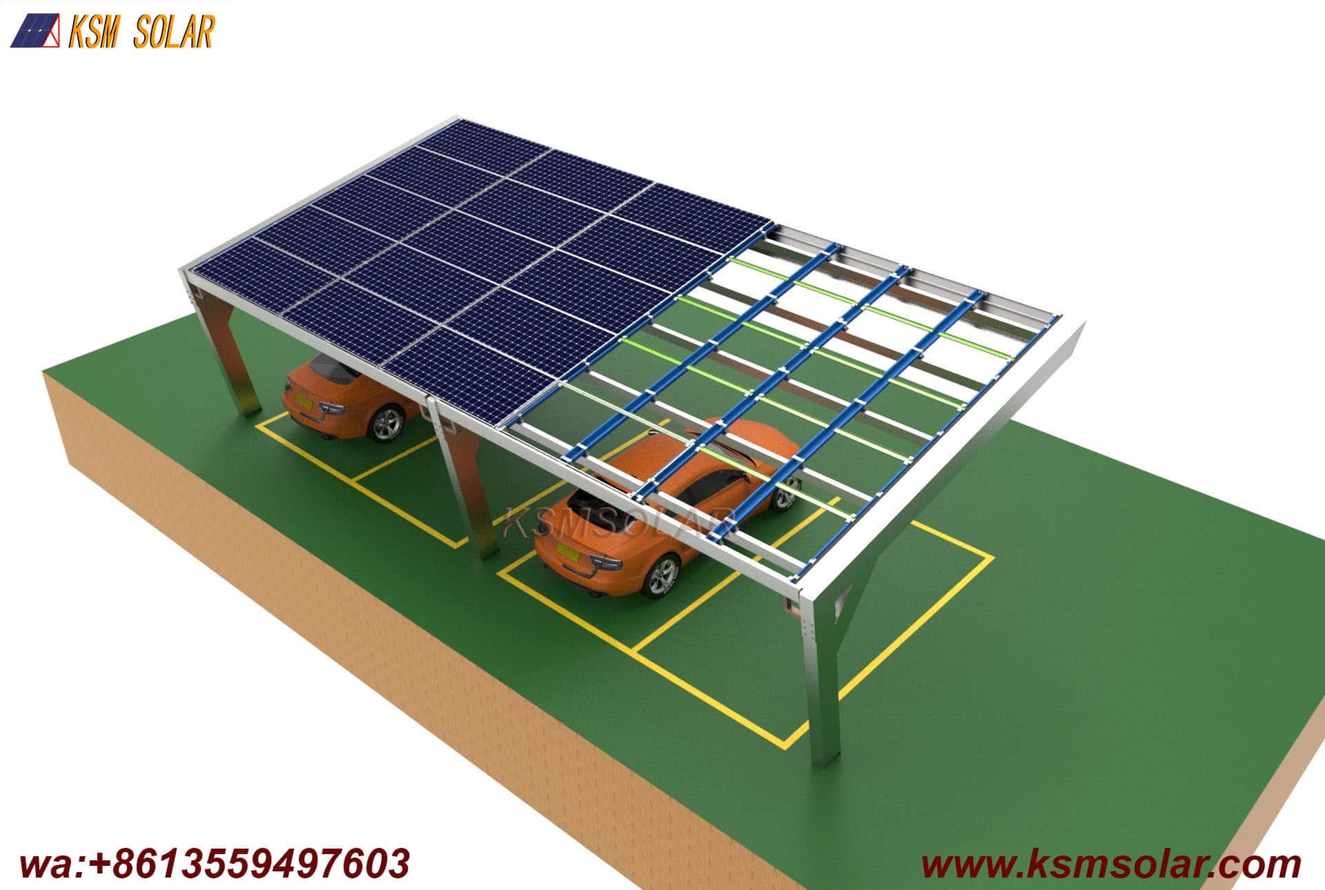 Custom L-Shape Single-Slope Frame Solar Carport