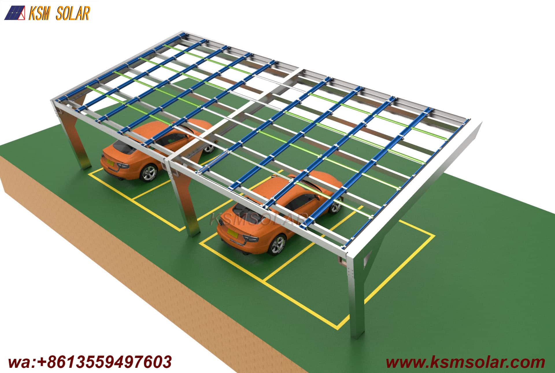 Custom L-Shape Single-Slope Frame Solar Carport