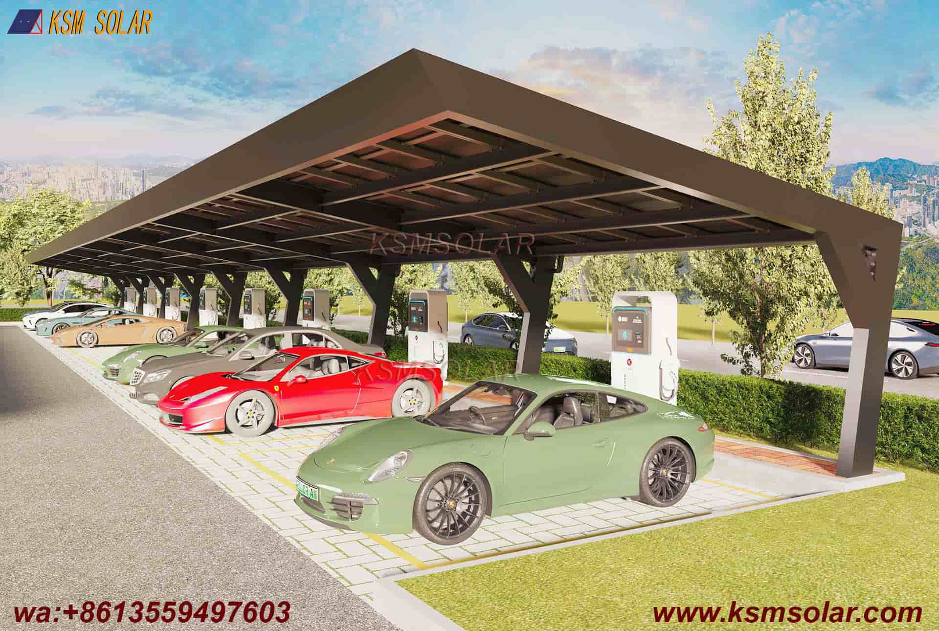Custom L-Shape Single-Slope Frame Solar Carport