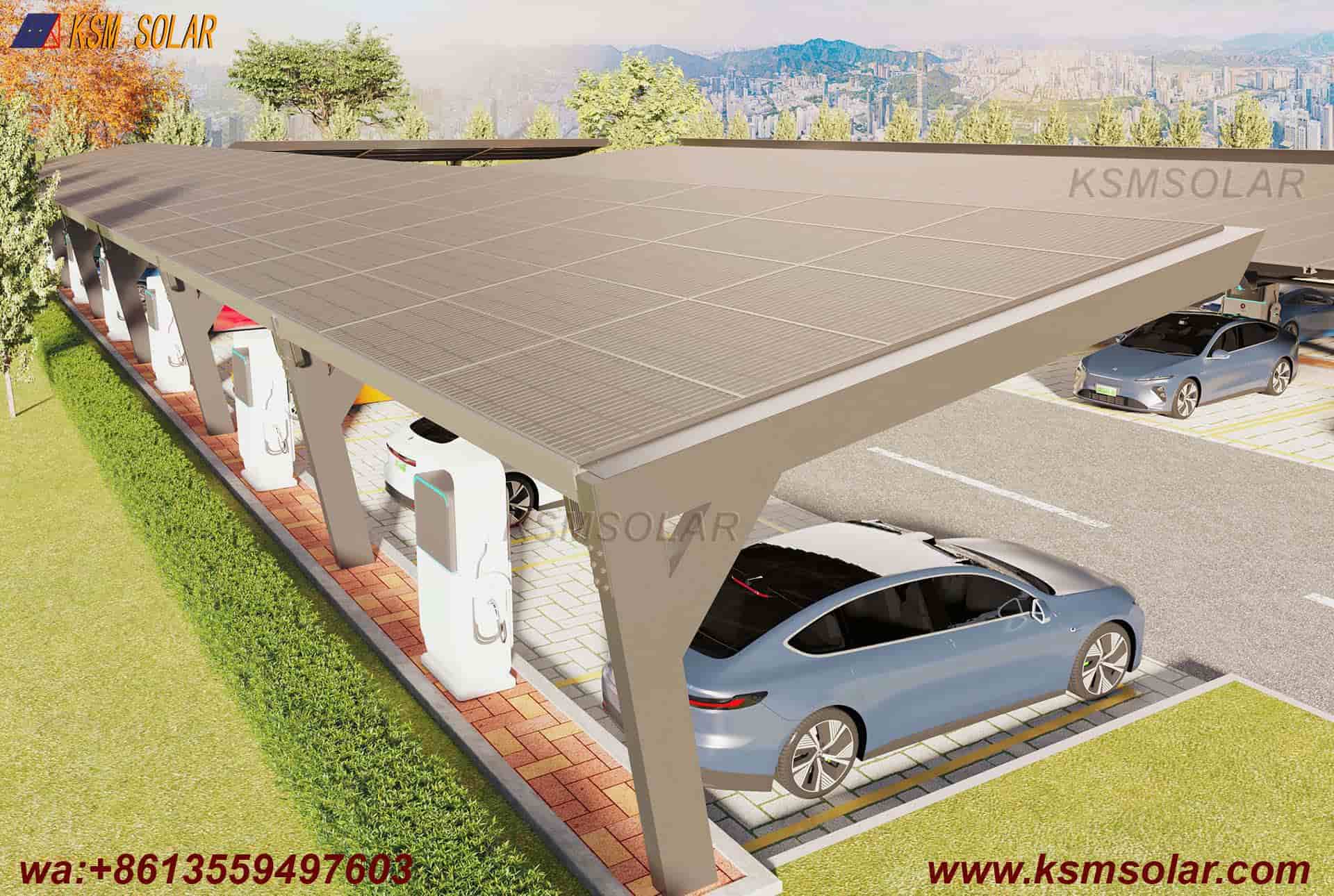 Custom L-Shape Single-Slope Frame Solar Carport