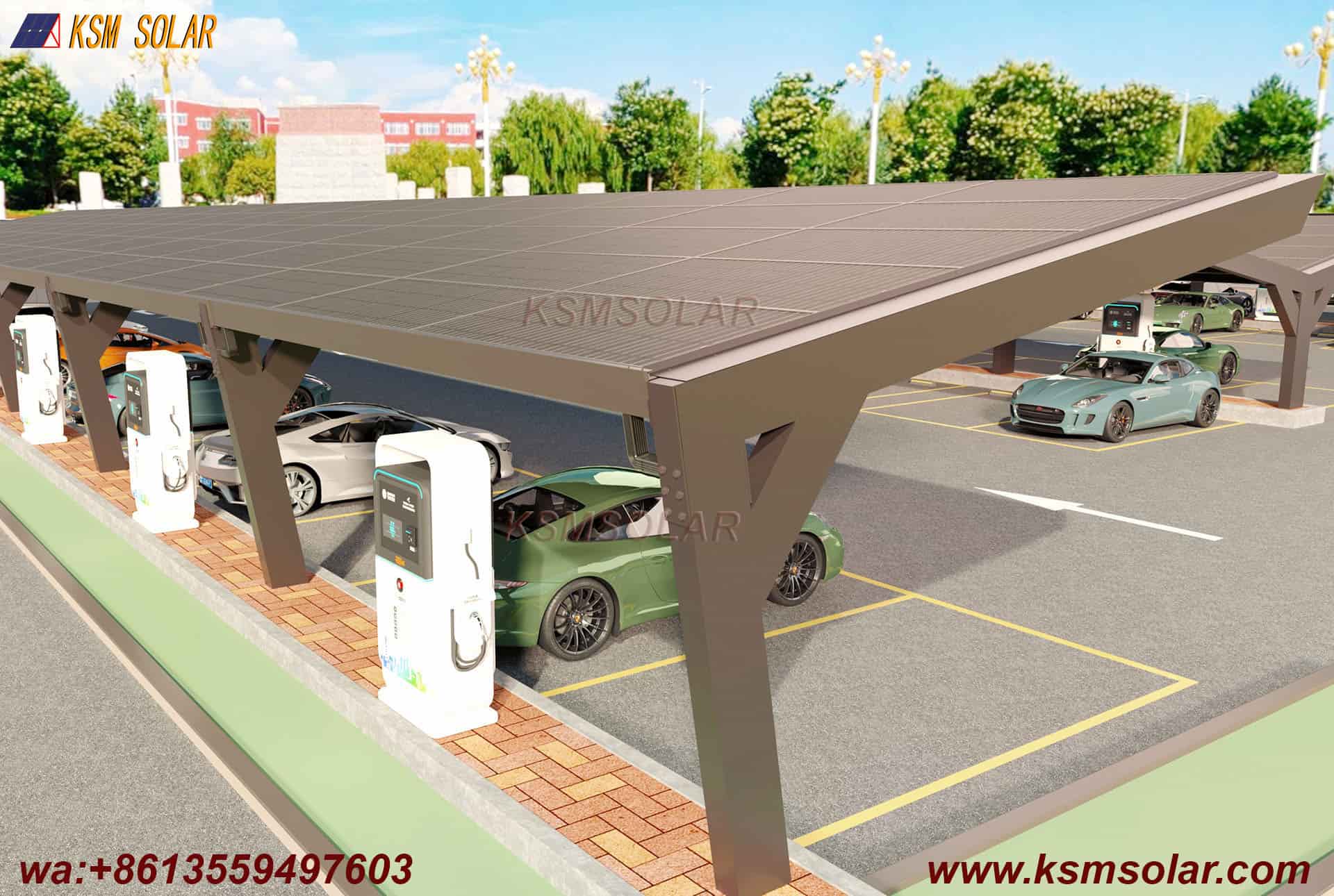 Custom L-Shape Single-Slope Frame Solar Carport