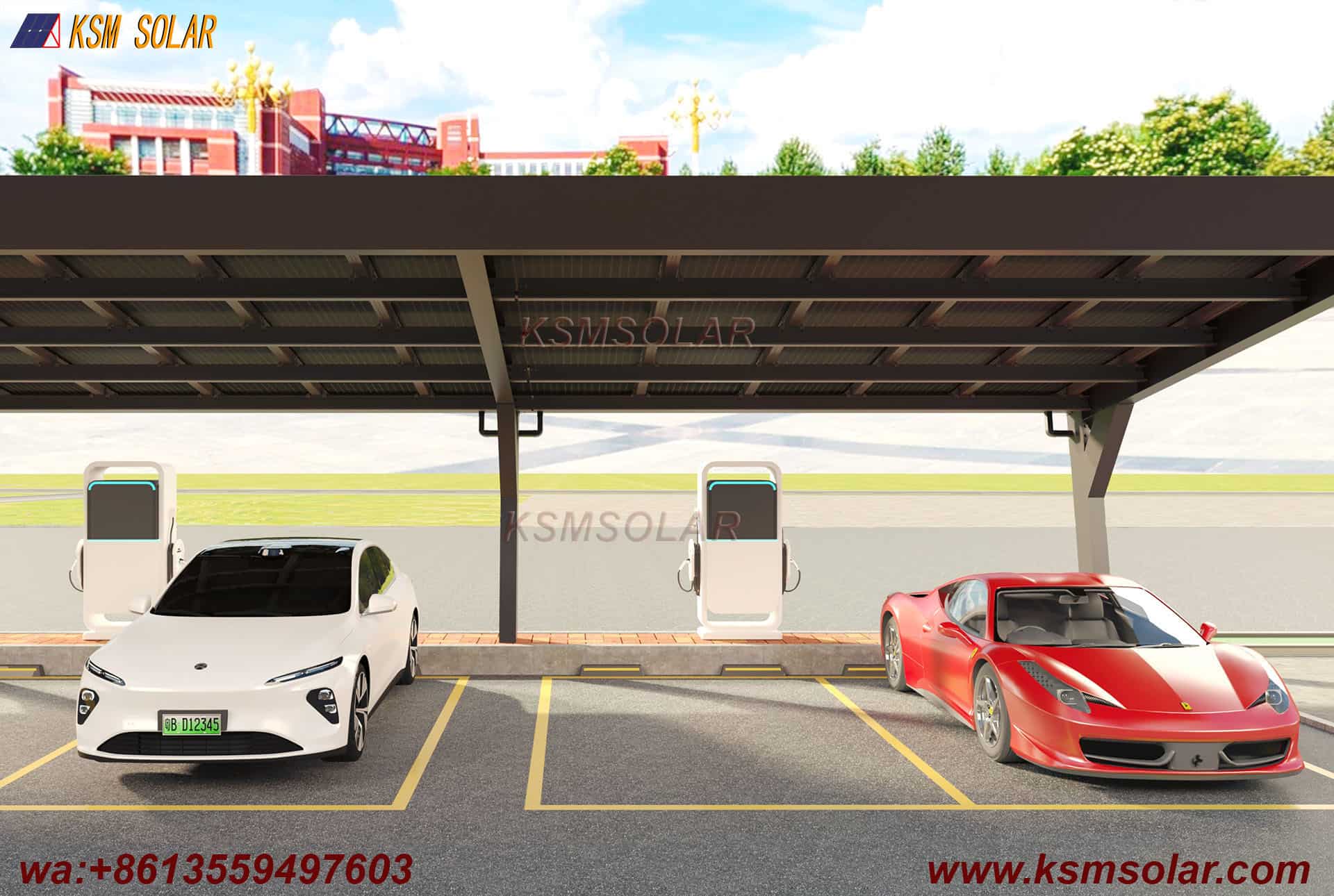 Custom L-Shape Single-Slope Frame Solar Carport