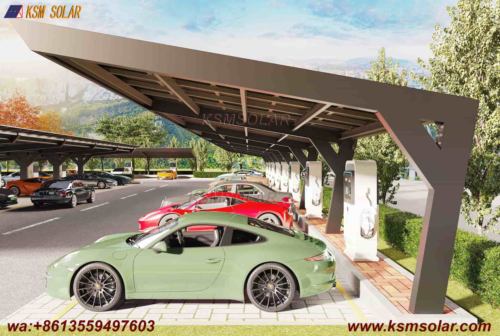 Custom L-Shape Single-Slope Frame Solar Carport