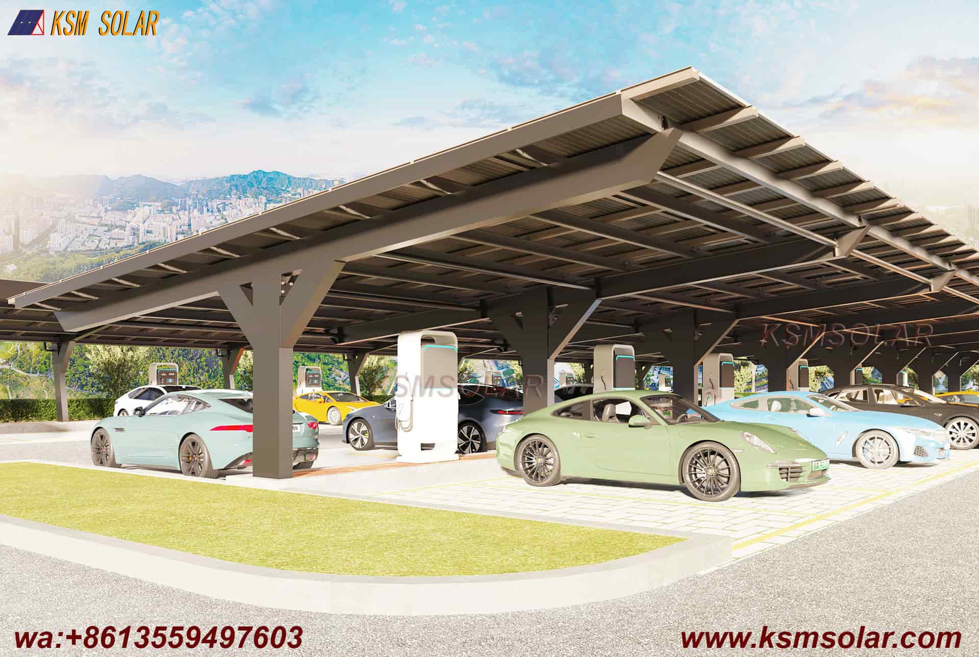 T-Shape Single Column Single-Slope PV Carport