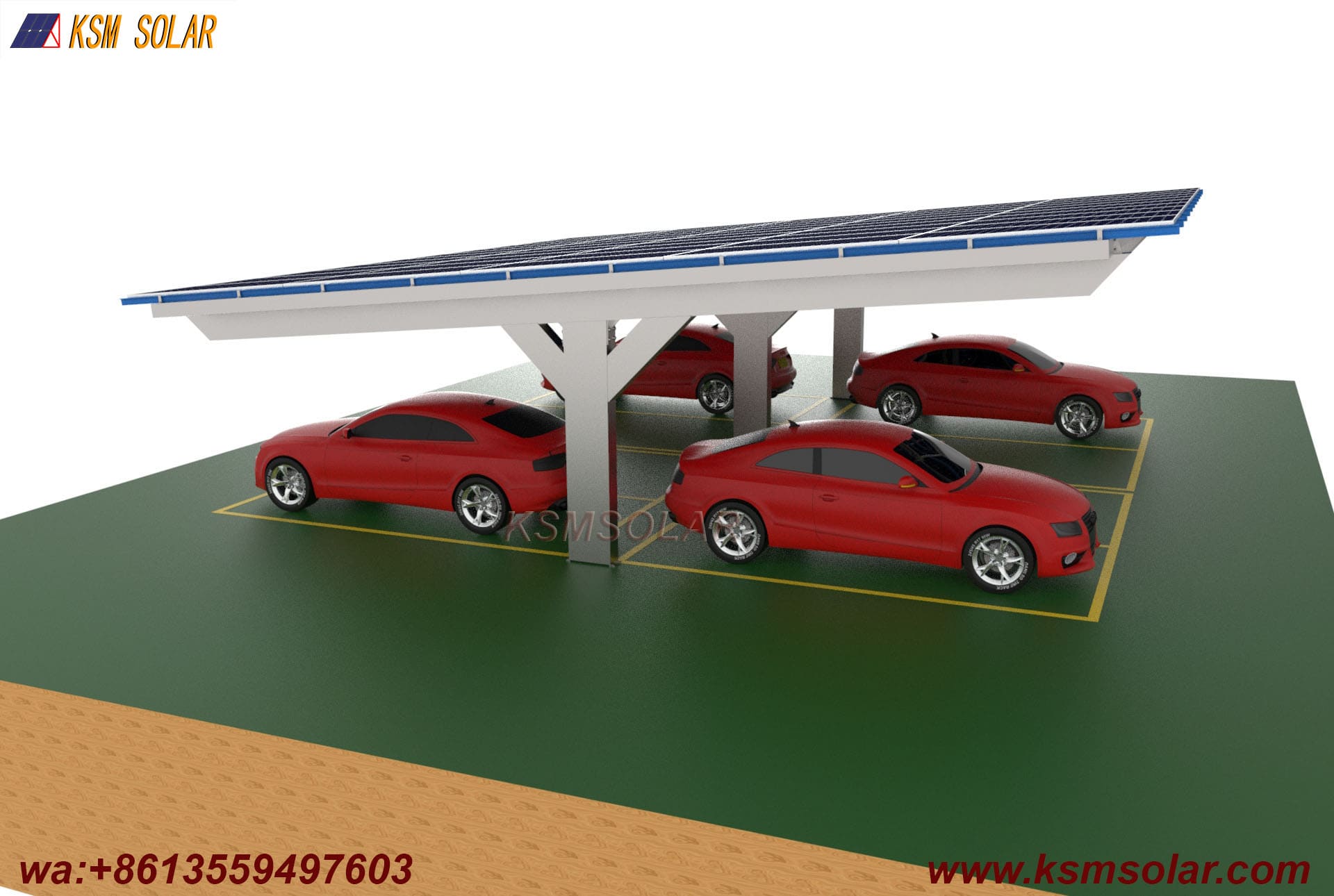 T-Shape Single Column Single-Slope PV Carport