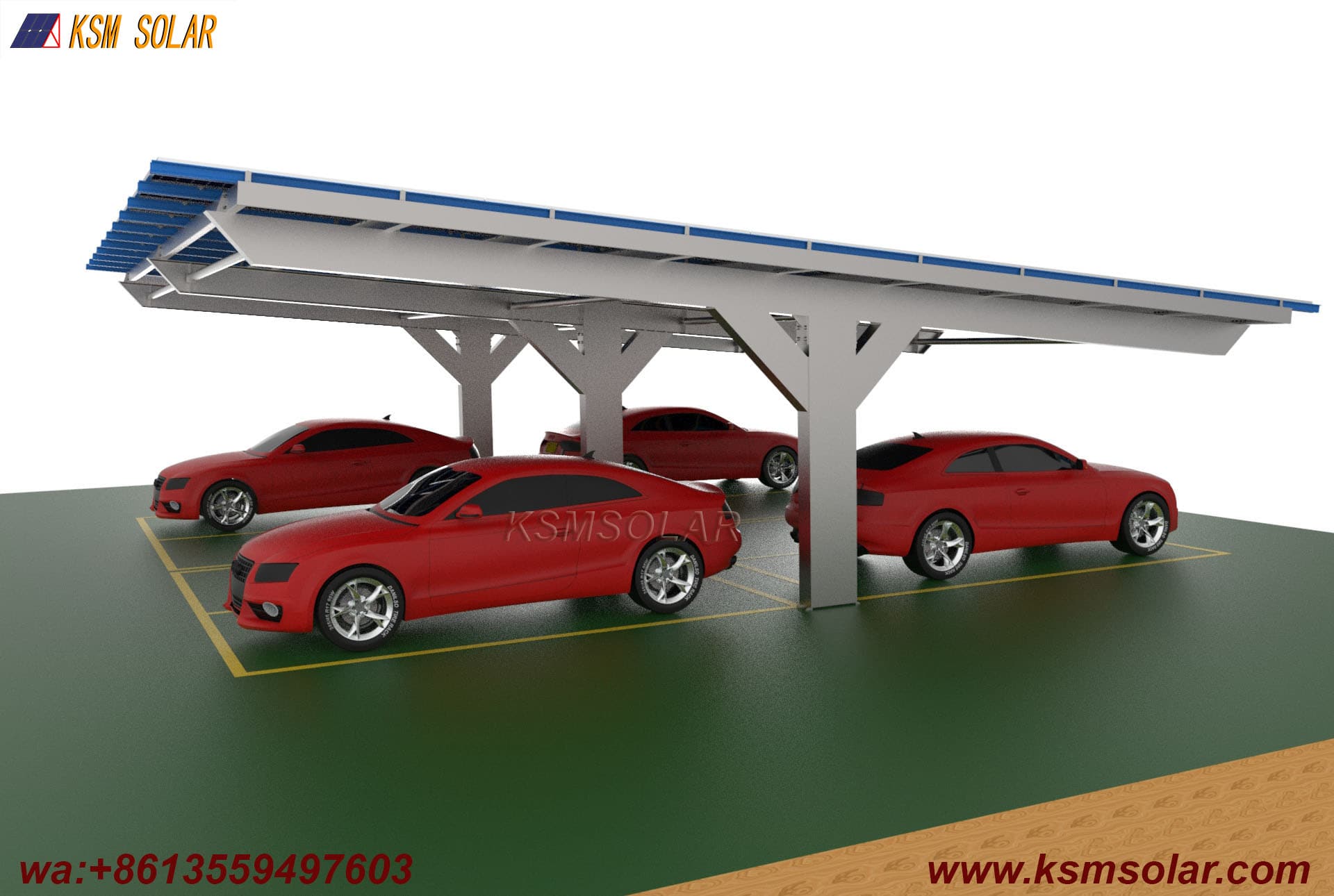 T-Shape Single Column Single-Slope PV Carport