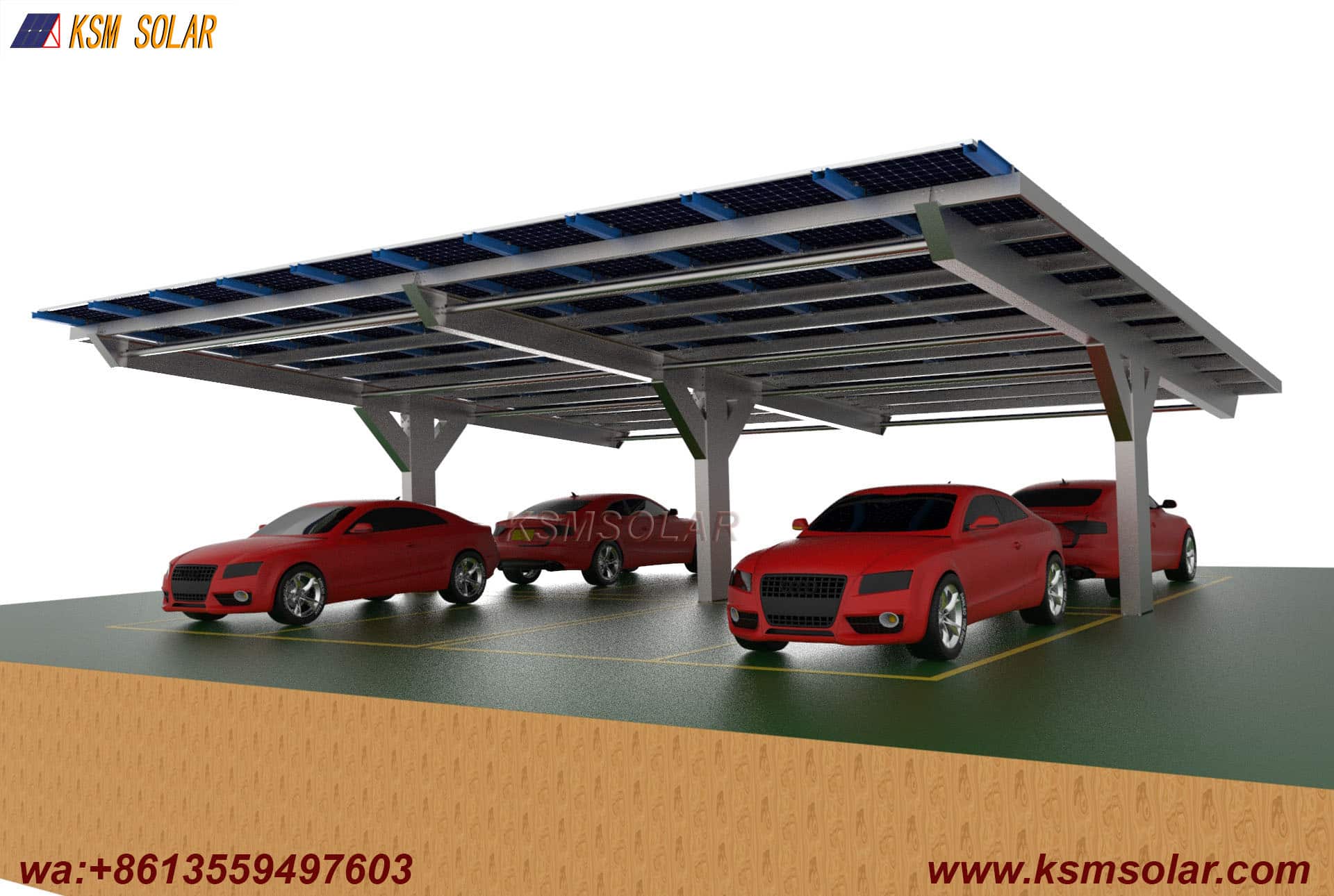 T-Shape Single Column Single-Slope PV Carport