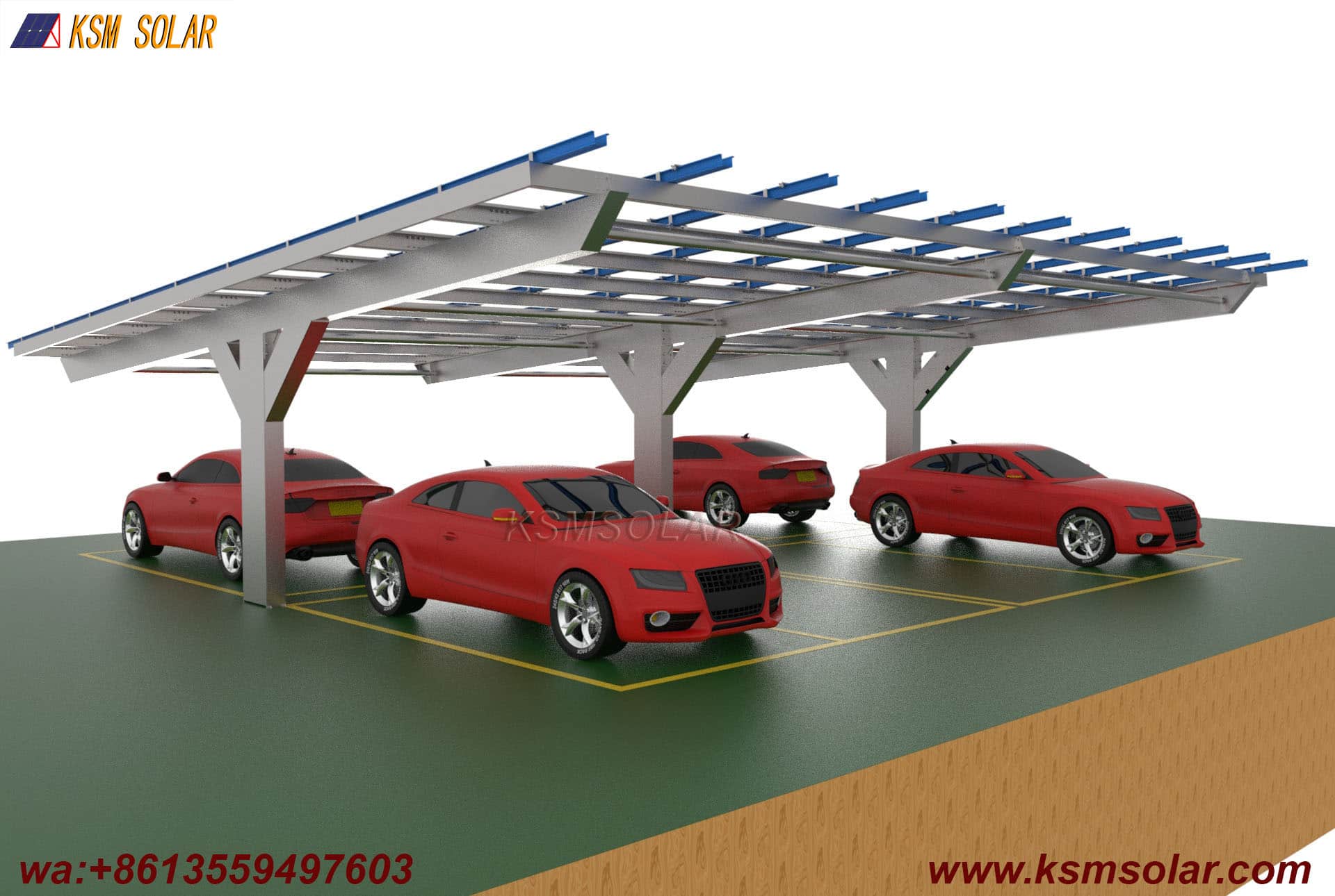 T-Shape Single Column Single-Slope PV Carport