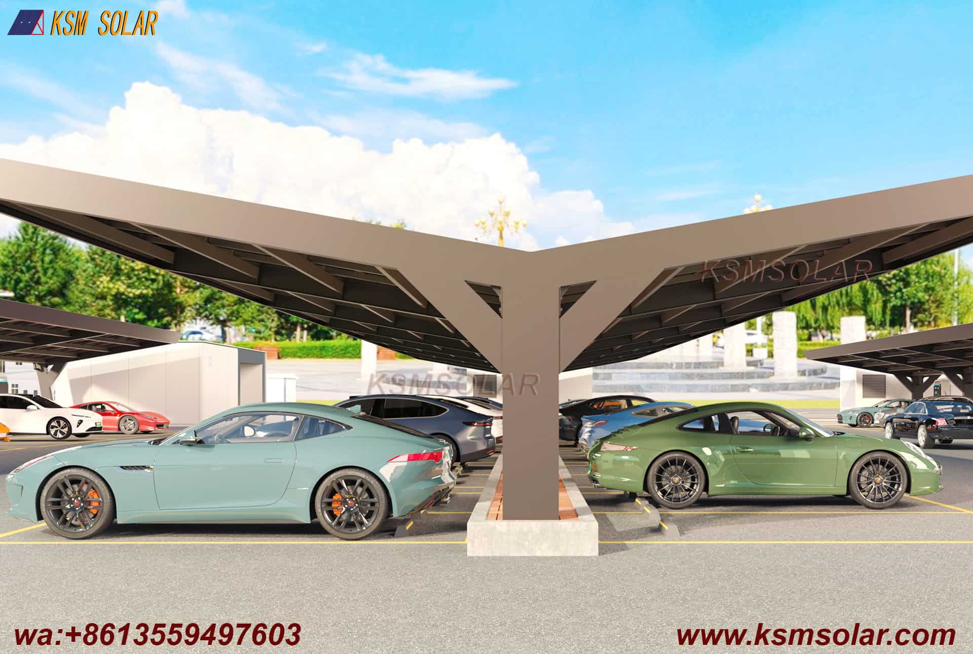 Y-Shape Single-Column Dual-Incline PV Carport