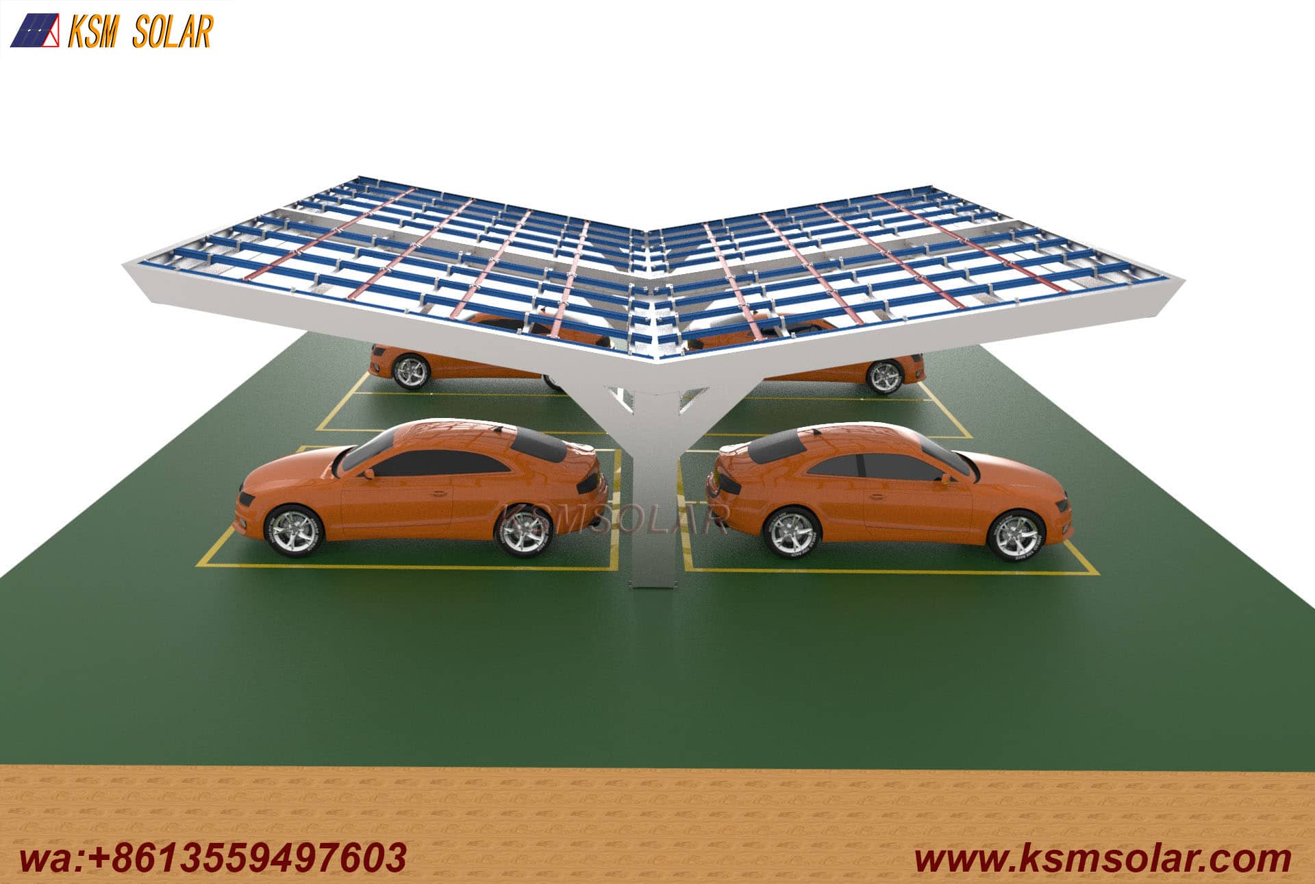 Y-Shape Single-Column Dual-Incline PV Carport