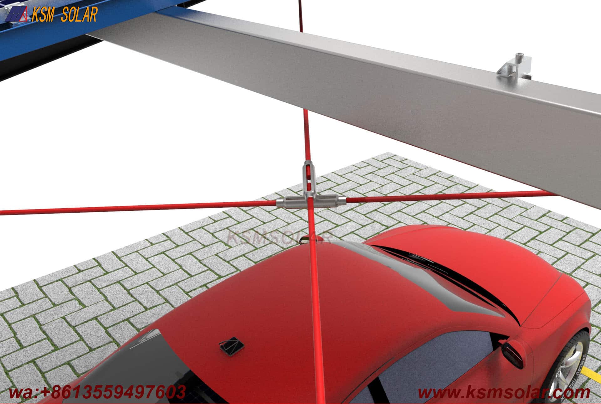 Carbon Steel Solar Carport with W-Shaped Water Gutter