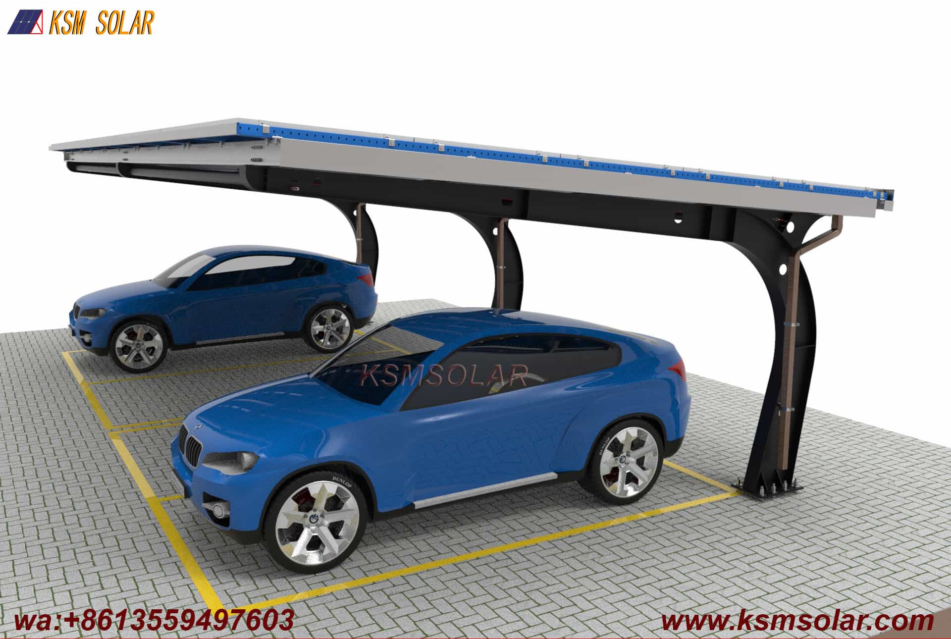 Carbon Steel Integrated Beam-Column Solar Carport