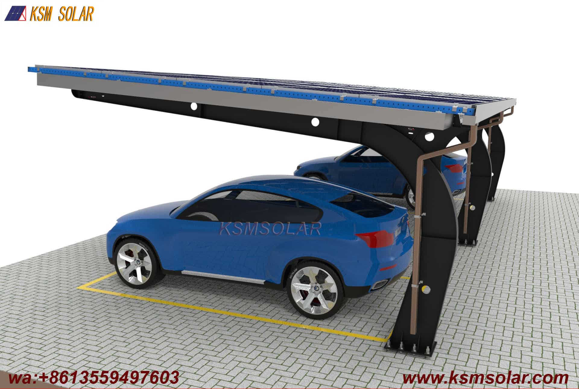 Carbon Steel Integrated Beam-Column Solar Carport