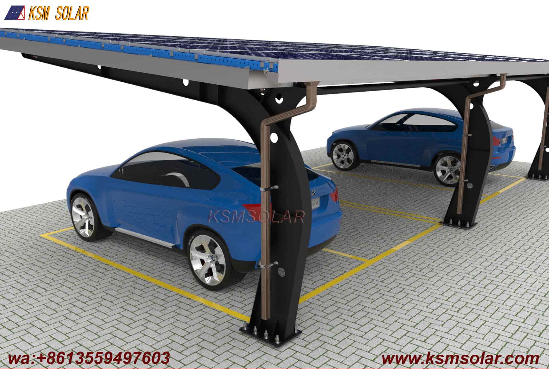 Carbon Steel Integrated Beam-Column Solar Carport