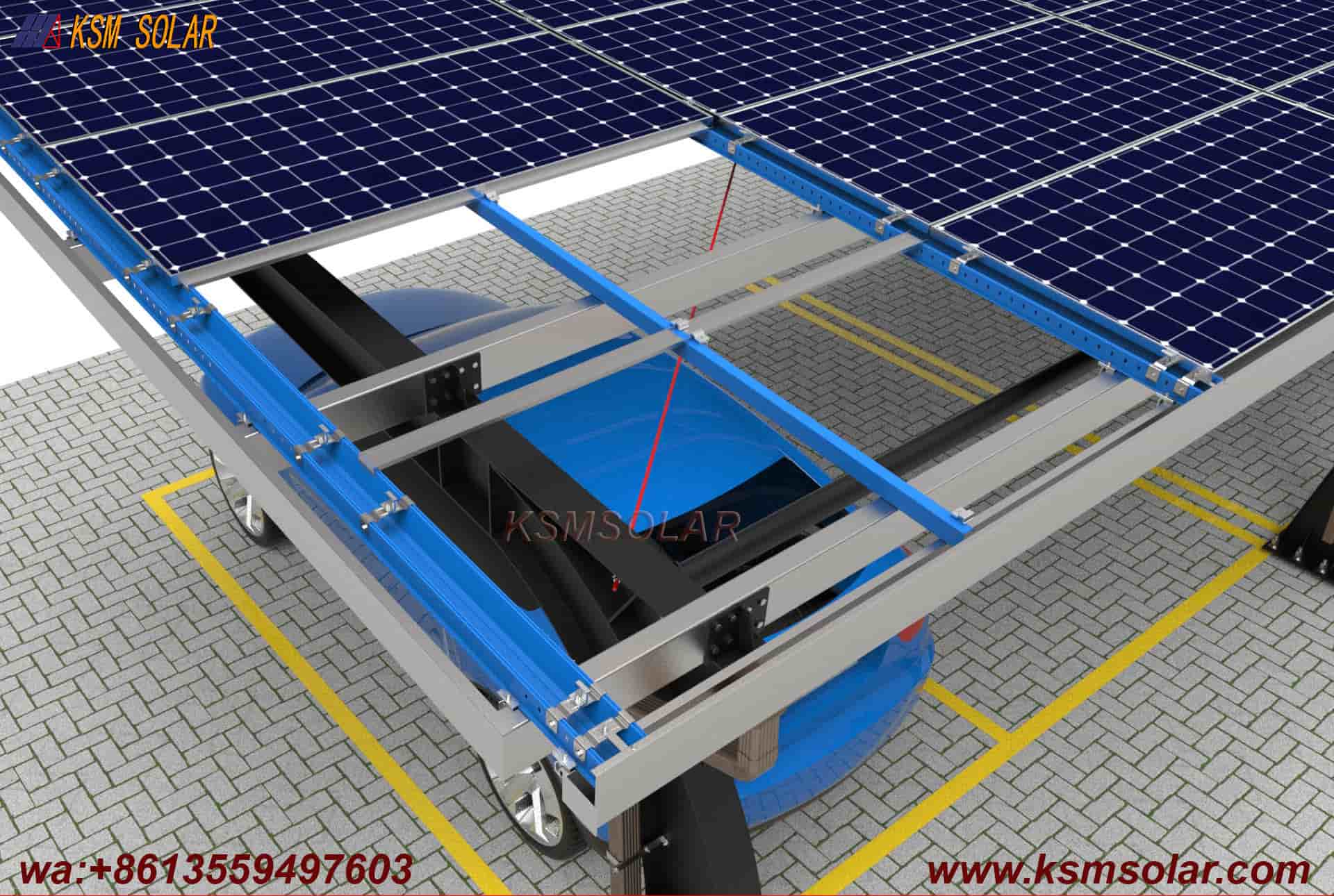 Carbon Steel Integrated Beam-Column Solar Carport