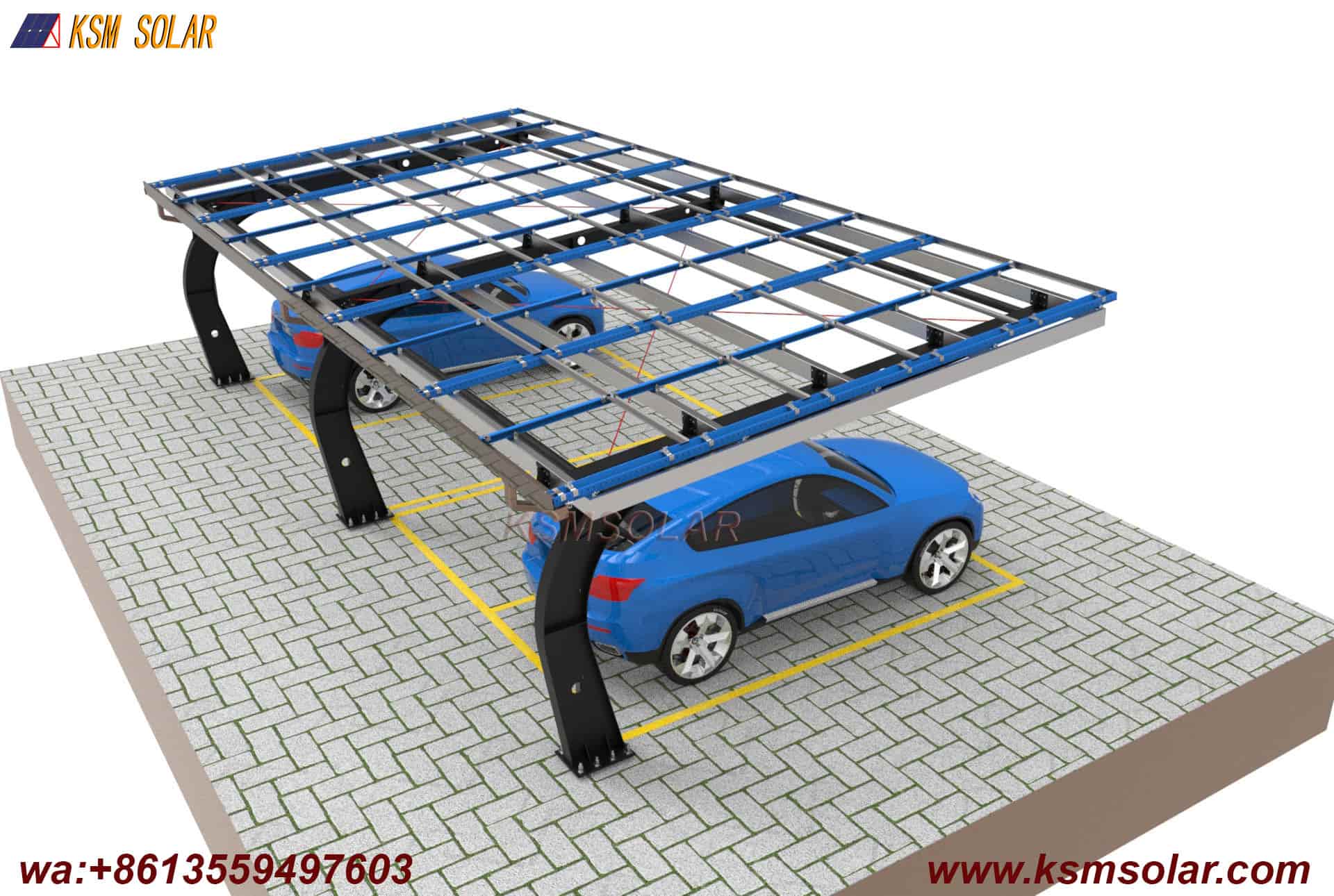 Carbon Steel Integrated Beam-Column Solar Carport
