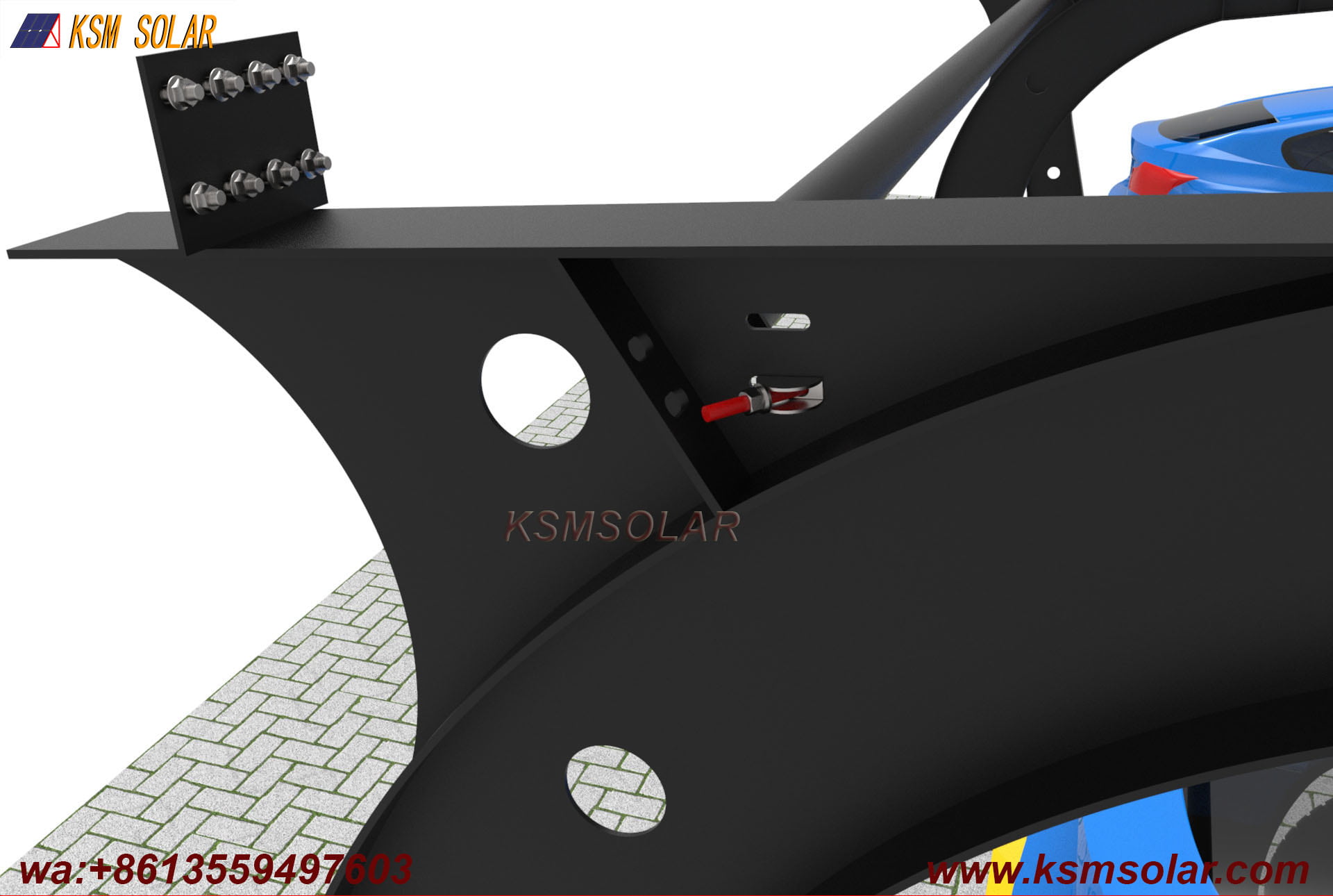 Carbon Steel Integrated Beam-Column Solar Carport
