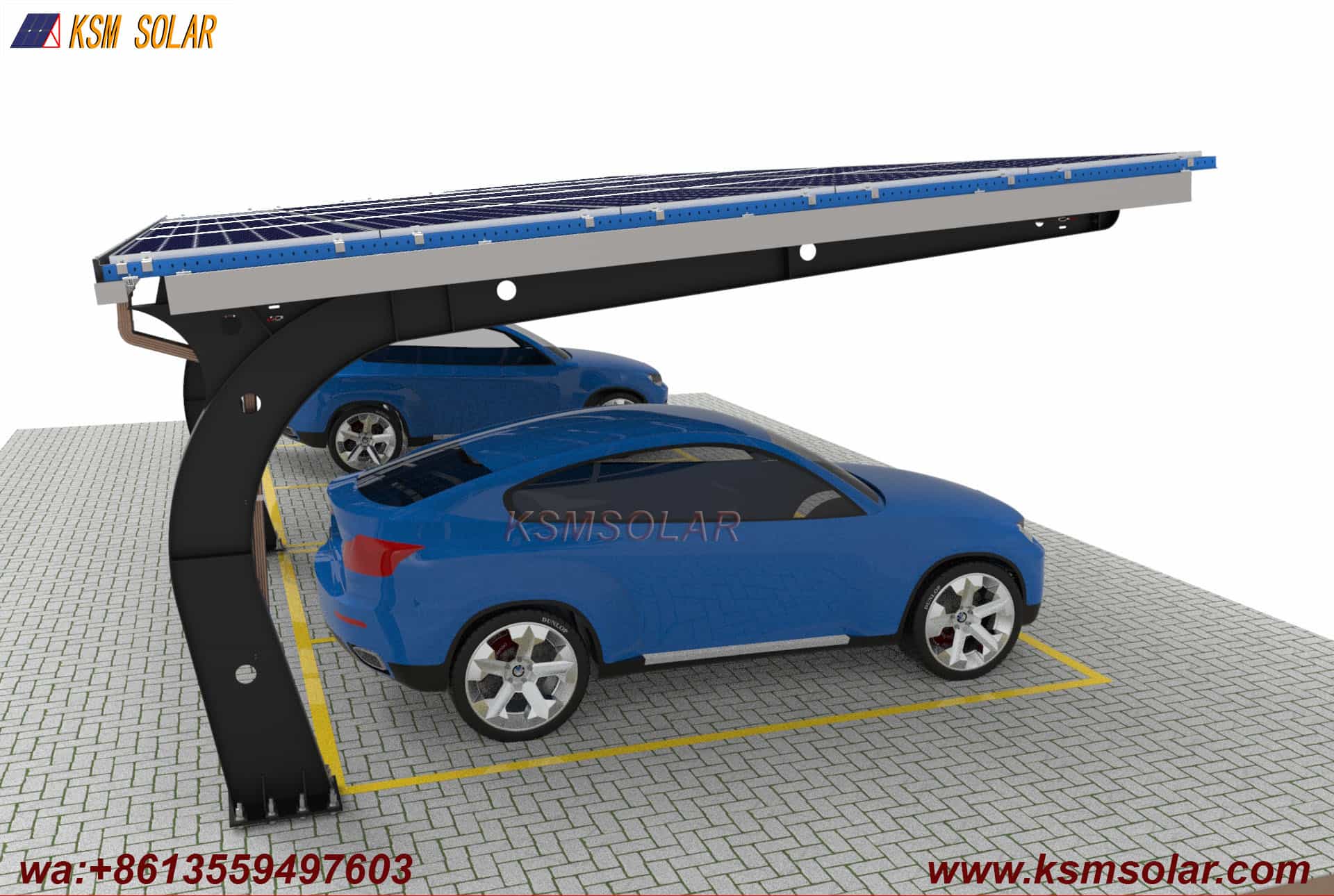 Carbon Steel Integrated Beam-Column Solar Carport