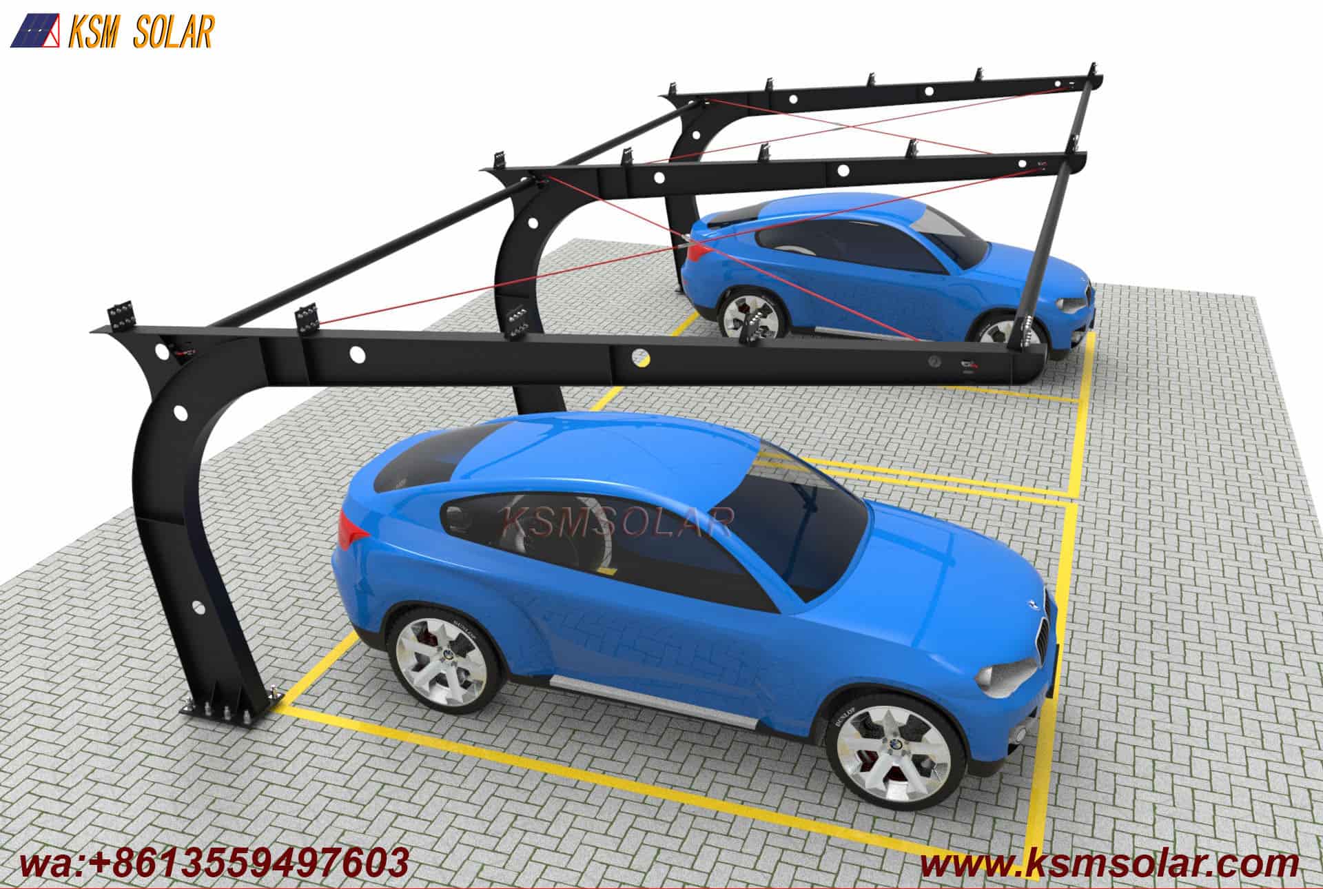 Carbon Steel Integrated Beam-Column Solar Carport
