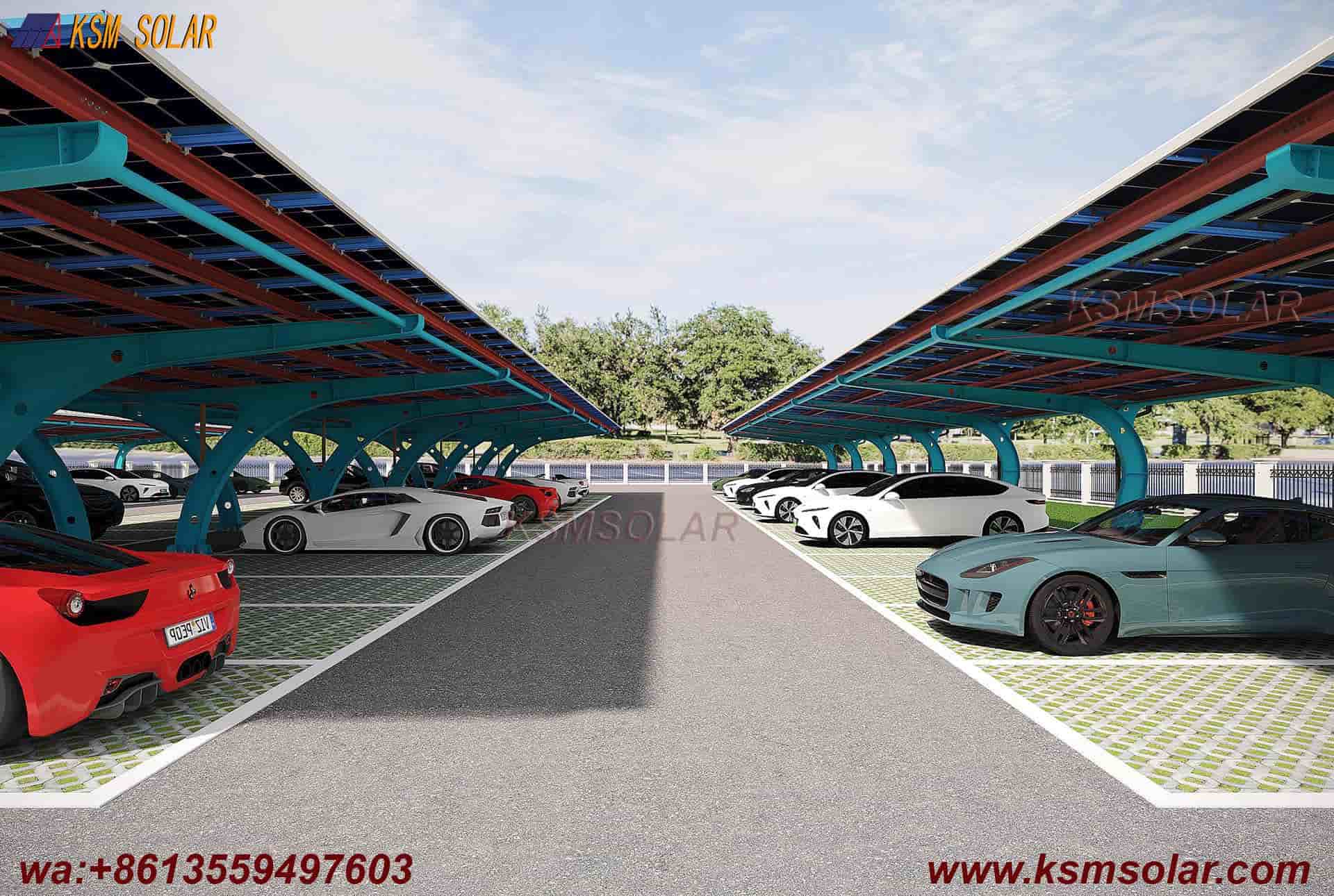 Carbon Steel Integrated Beam-Column Solar Carport