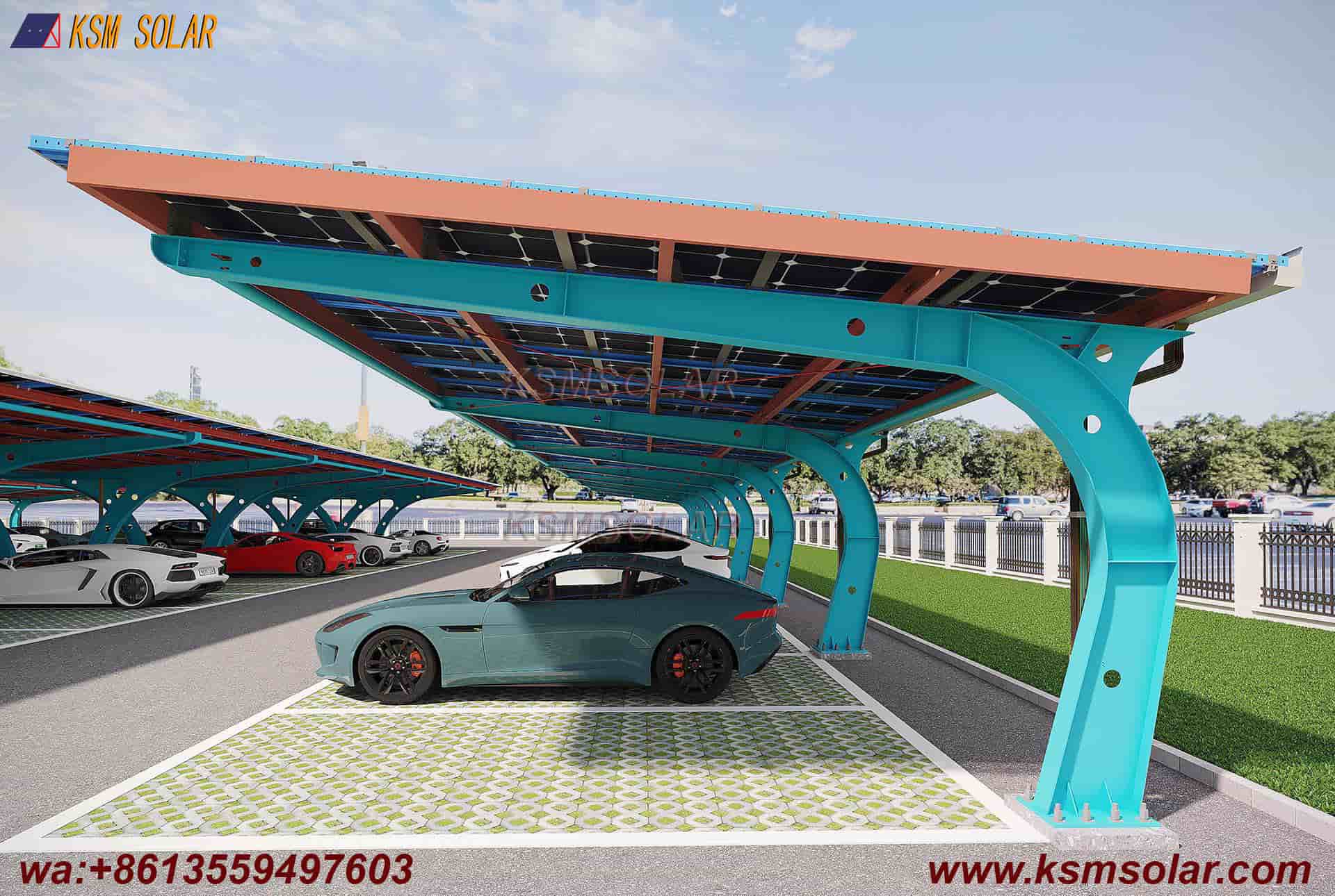 Carbon Steel Integrated Beam-Column Solar Carport