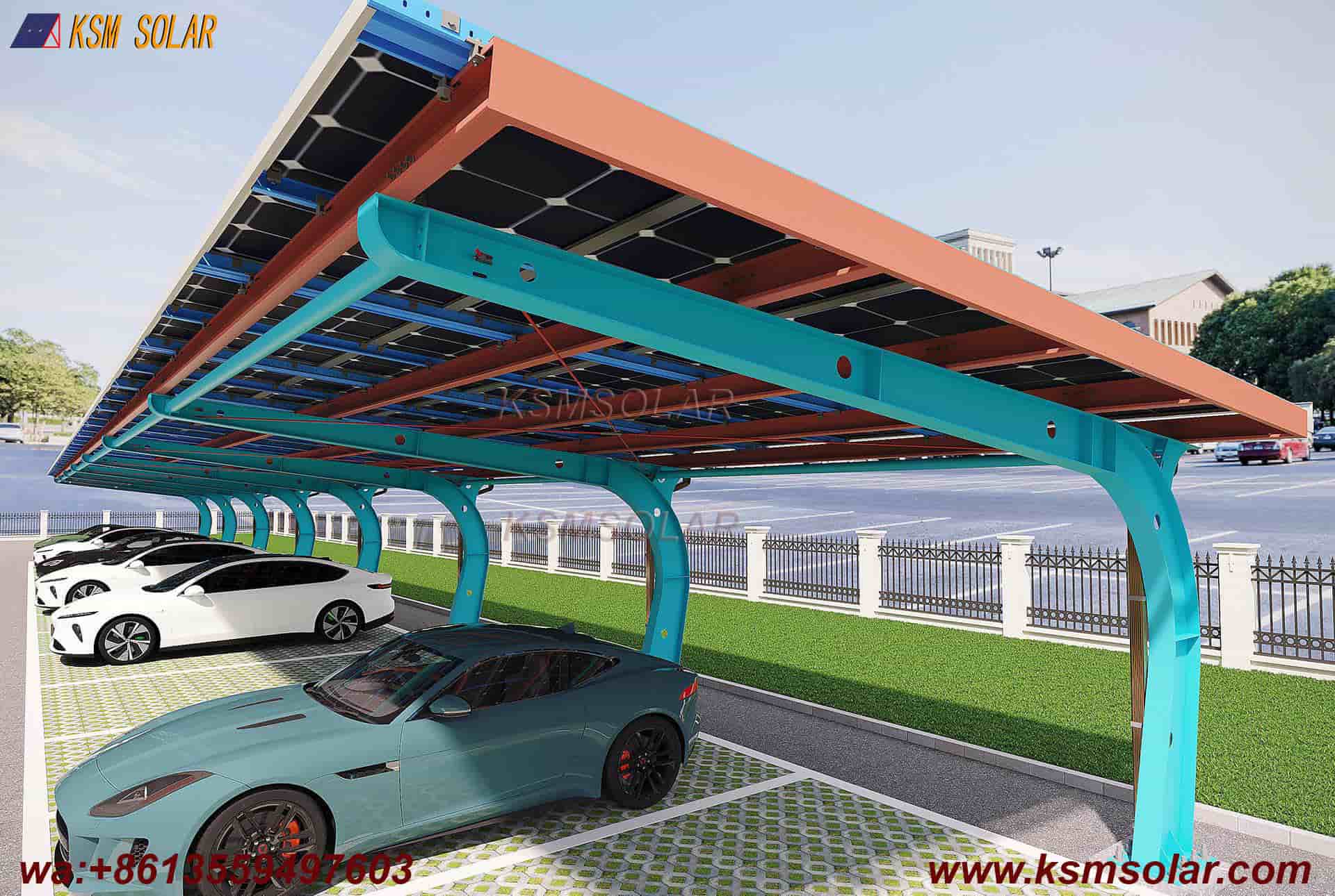 Carbon Steel Integrated Beam-Column Solar Carport