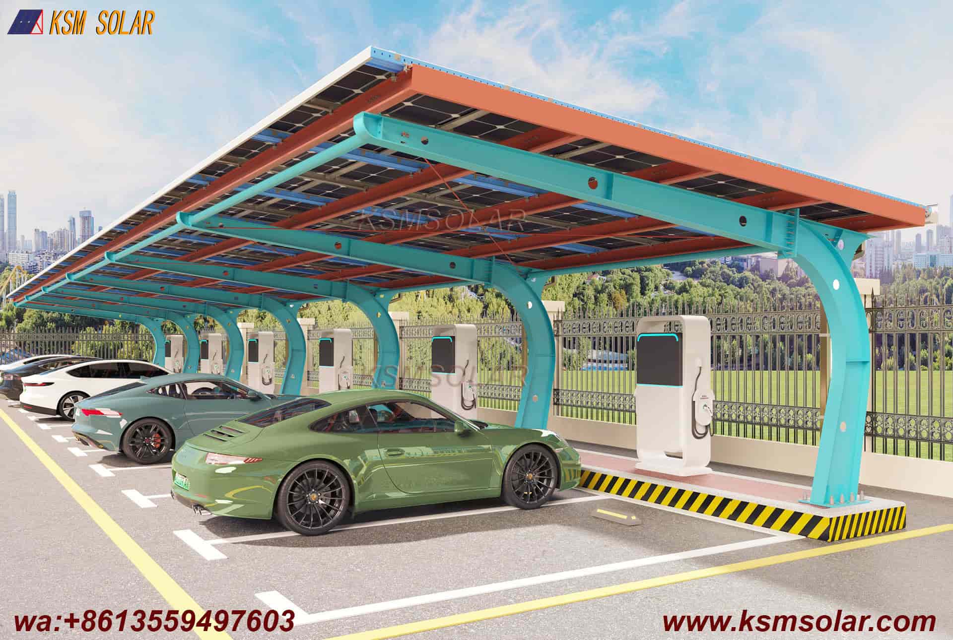 Carbon Steel Segmented Beam-Column PV Carport