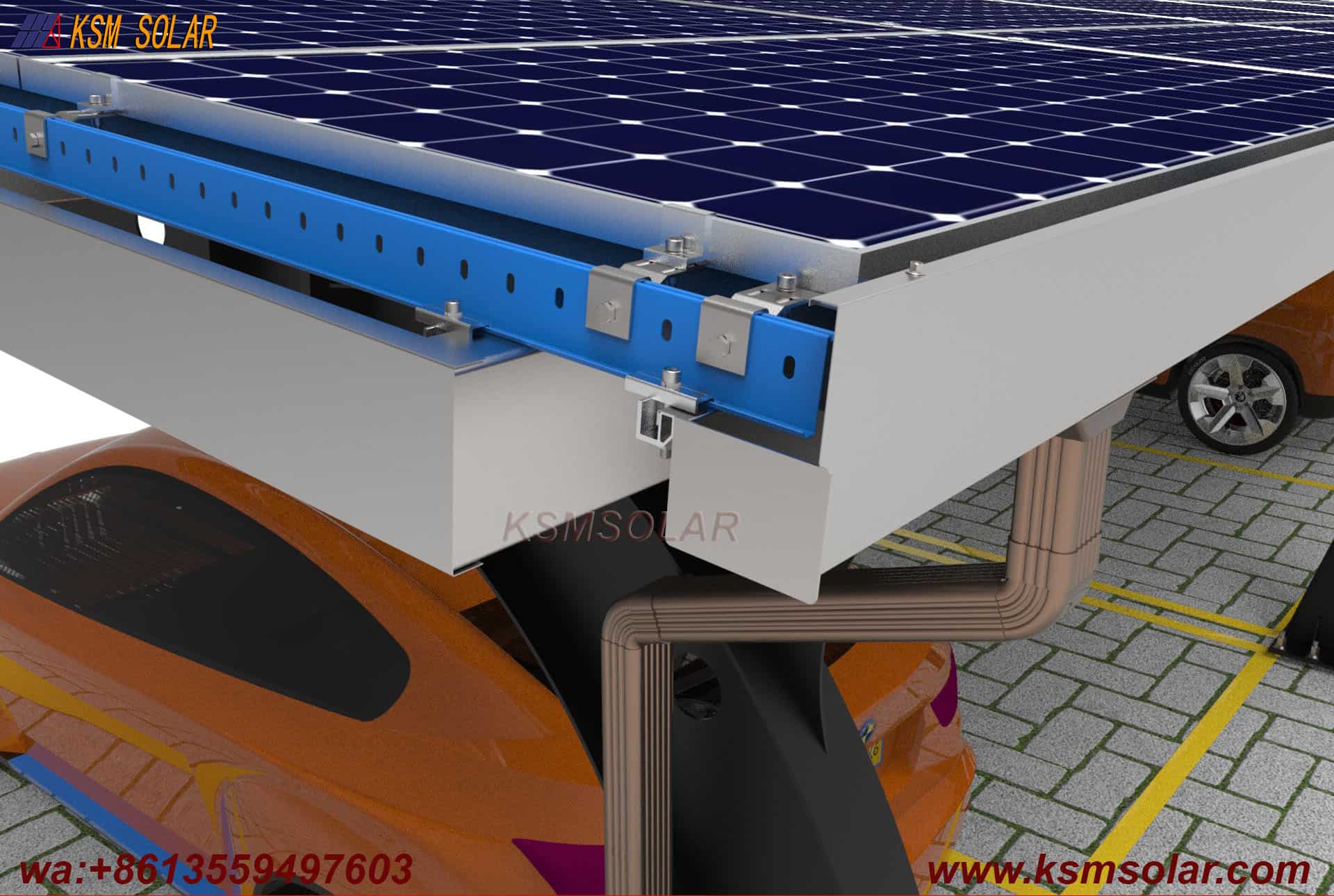Carbon Steel Segmented Beam-Column PV Carport