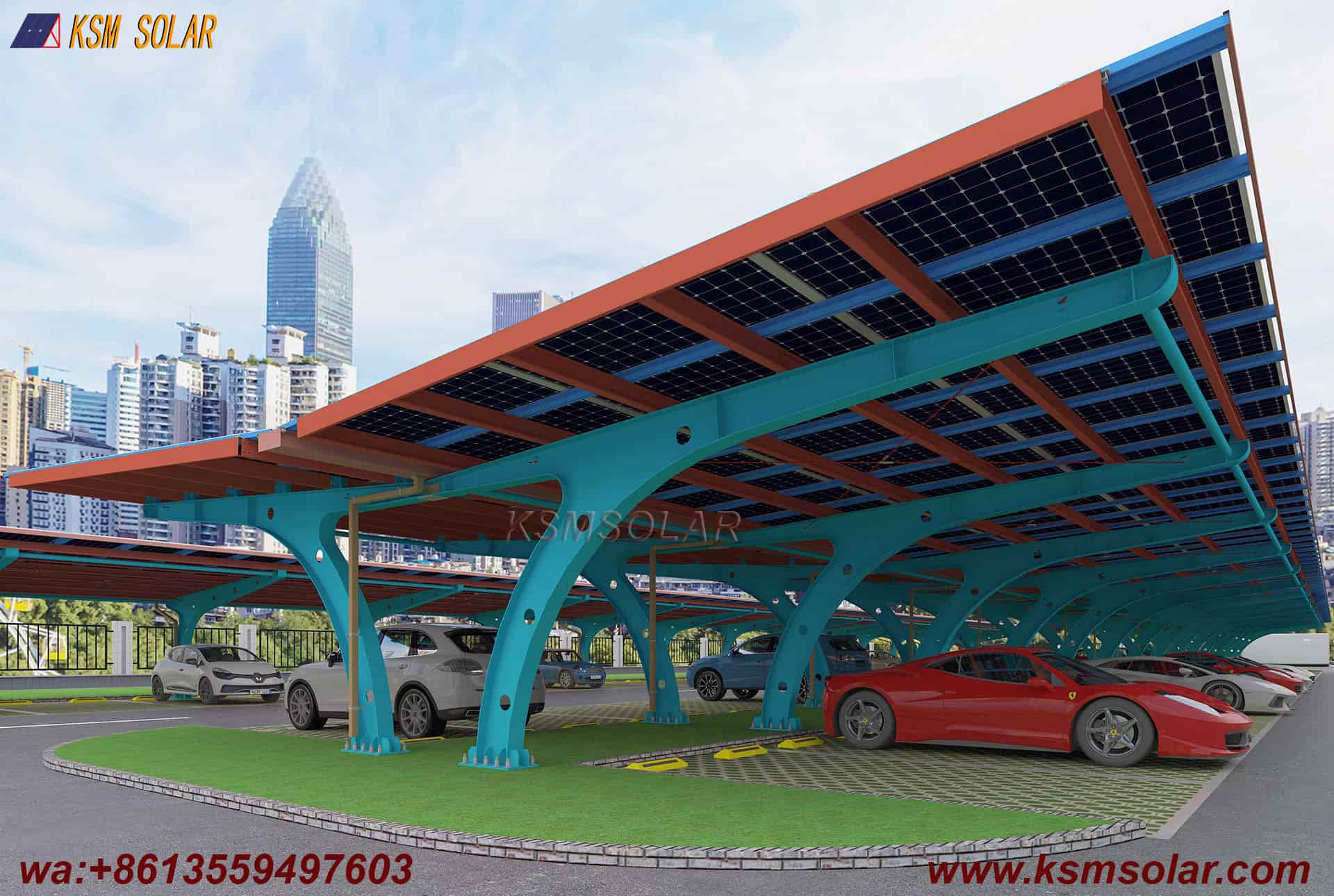 Carbon Steel Double-Sided Back-to-Back PV Carport