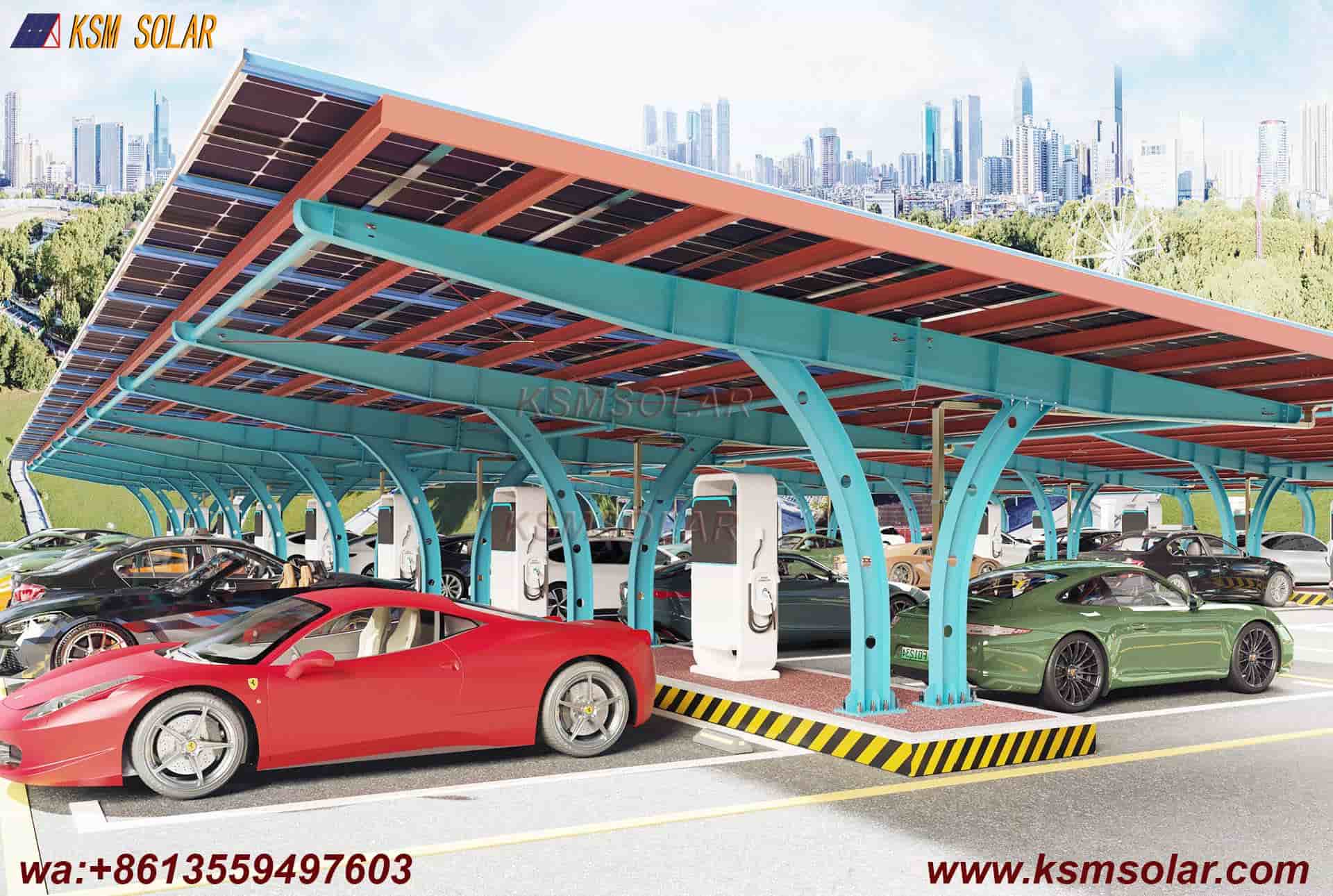Carbon Steel Single-Slope Back-to-Back PV Carport