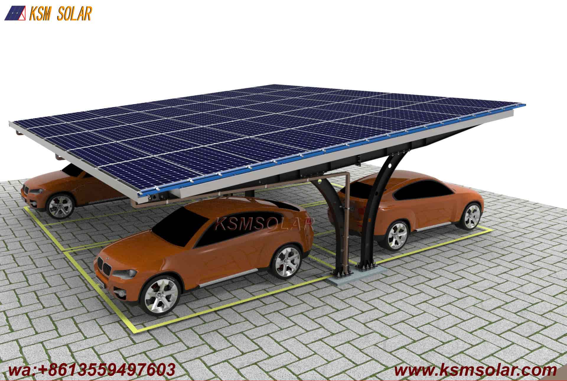 Carbon Steel Single-Slope Back-to-Back PV Carport