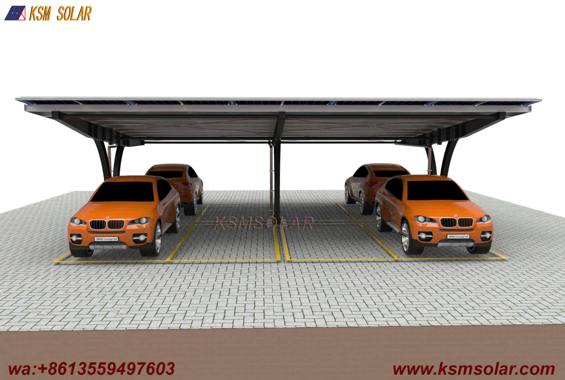 Carbon Steel Single-Slope Back-to-Back PV Carport
