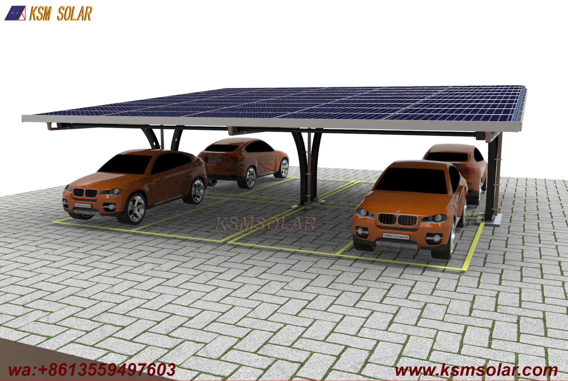 Carbon Steel Single-Slope Back-to-Back PV Carport