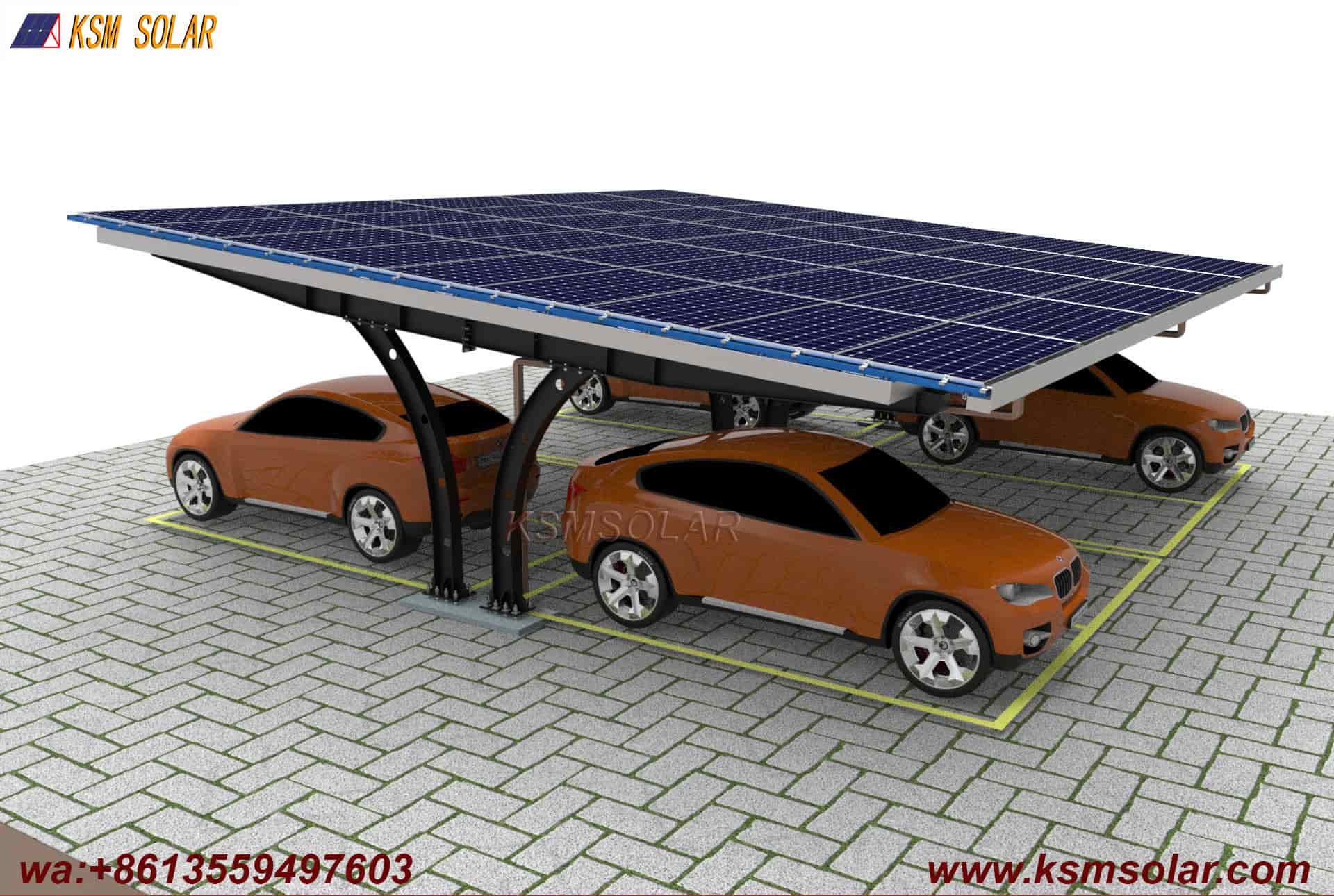 Carbon Steel Single-Slope Back-to-Back PV Carport