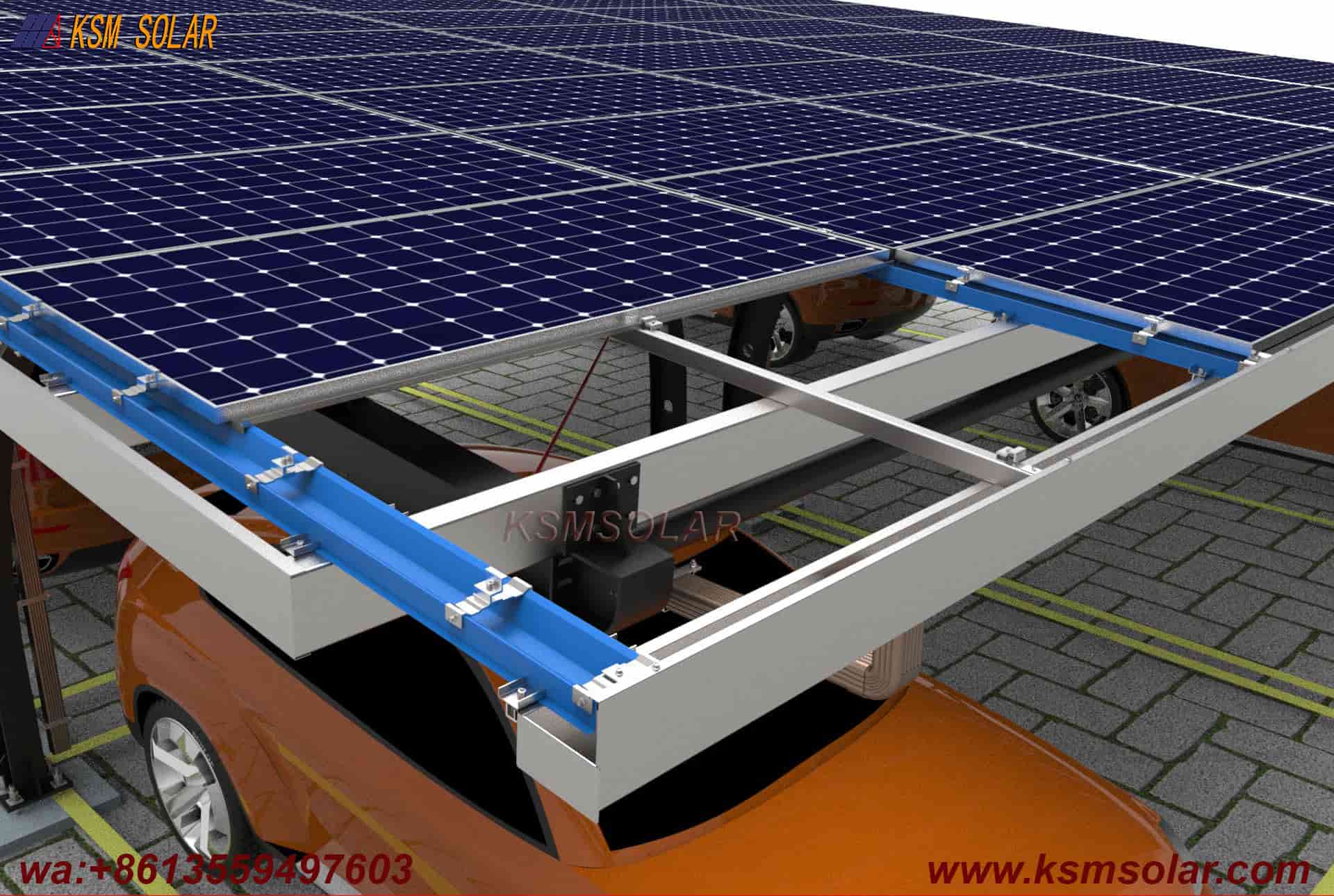 Carbon Steel Single-Slope Back-to-Back PV Carport