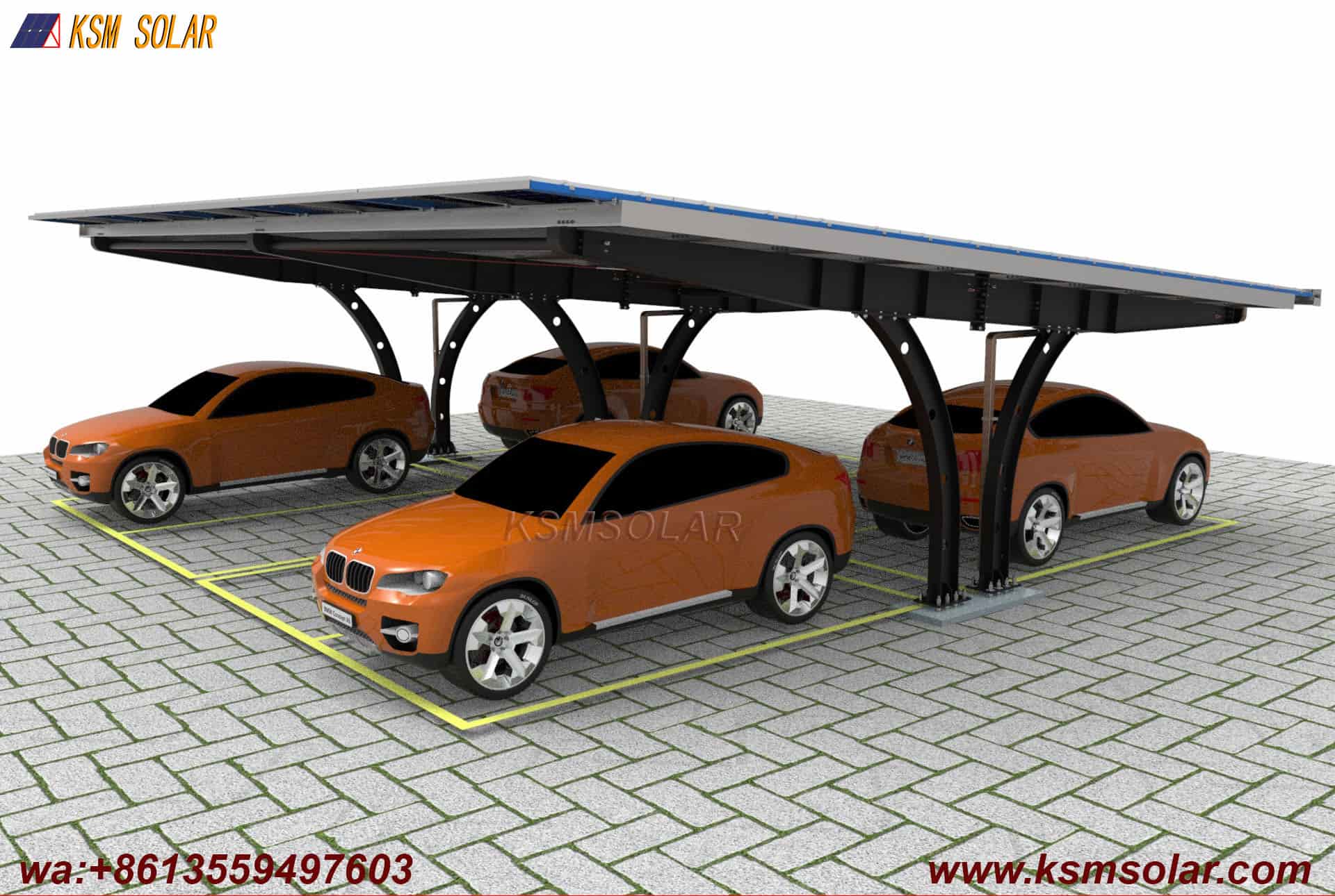 Carbon Steel Single-Slope Back-to-Back PV Carport