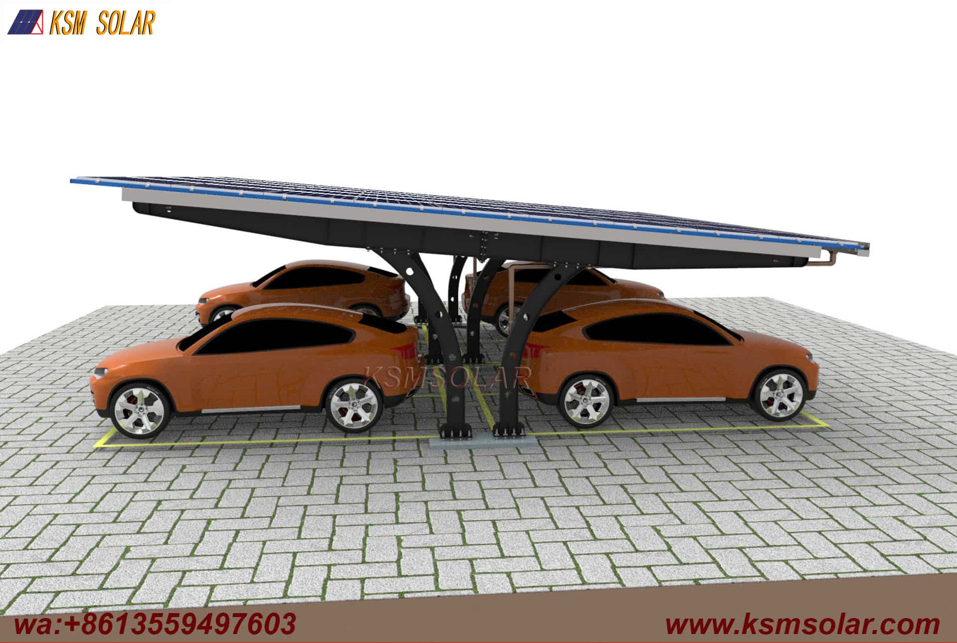 Carbon Steel Single-Slope Back-to-Back PV Carport