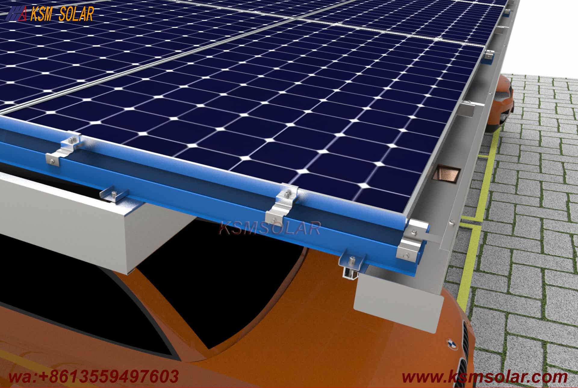 Carbon Steel Single-Slope Back-to-Back PV Carport