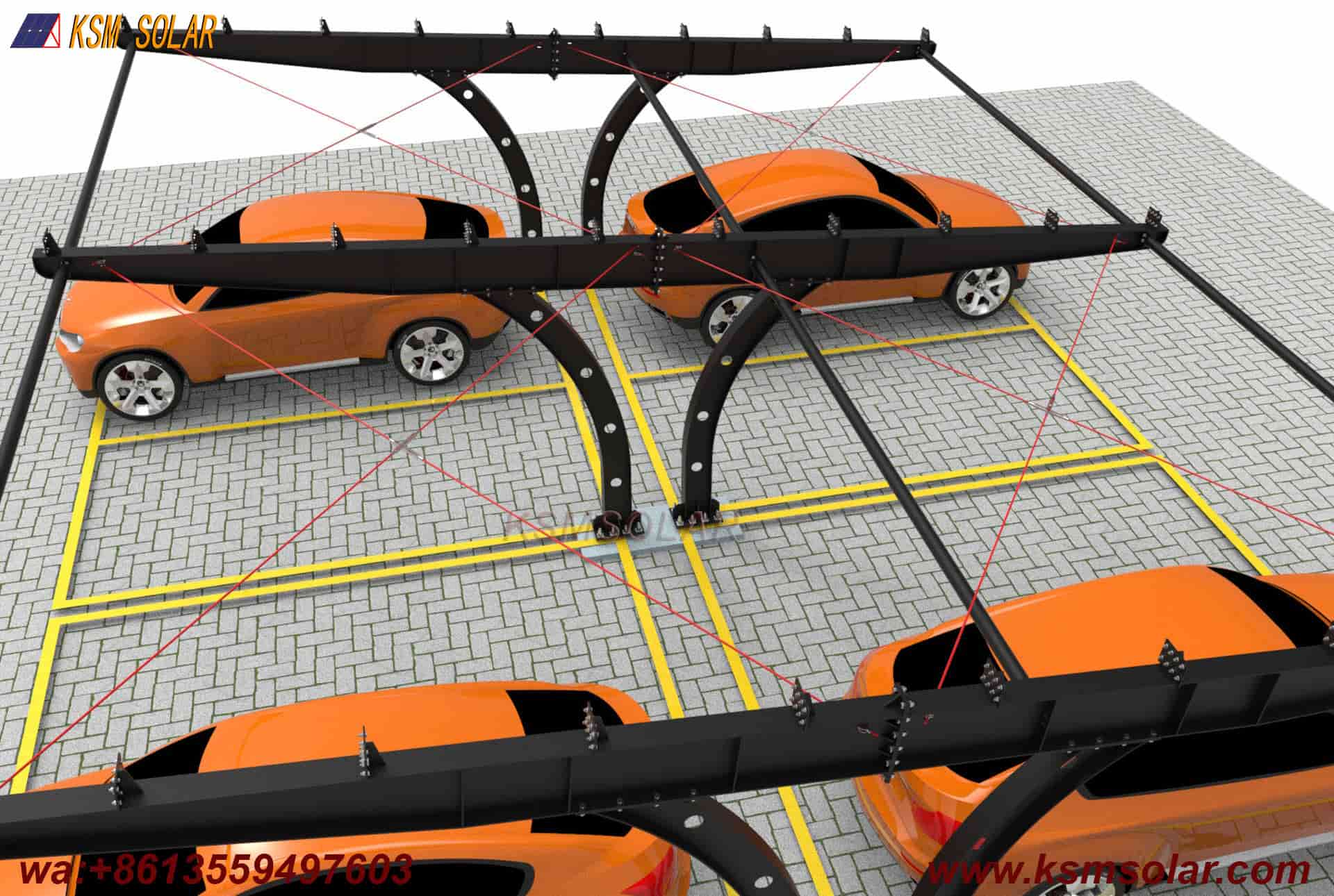 Carbon Steel Single-Slope Back-to-Back PV Carport