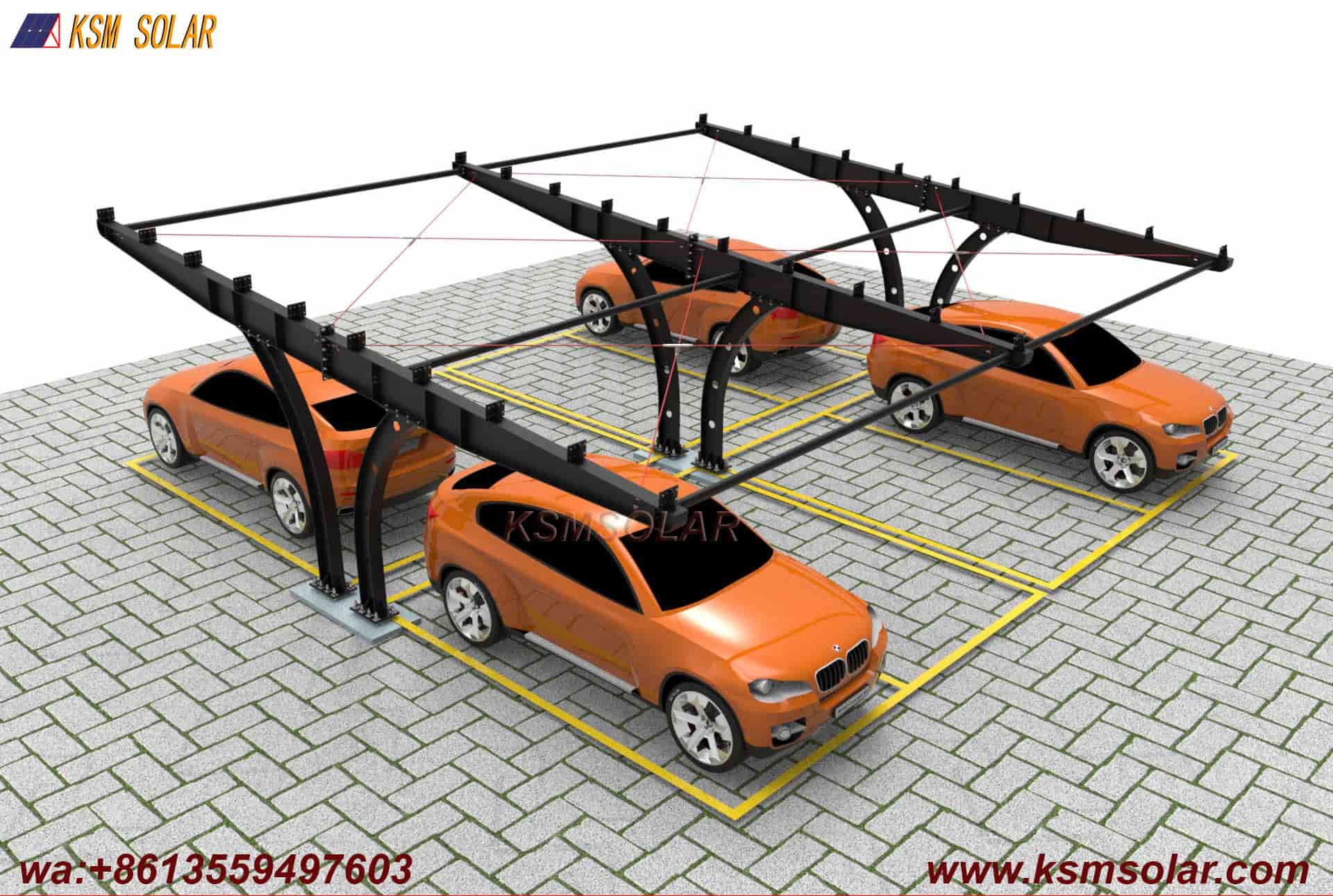 Carbon Steel Single-Slope Back-to-Back PV Carport