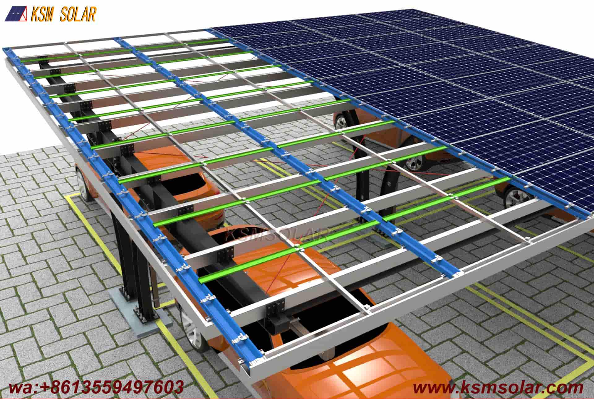 Carbon Steel Single-Slope Back-to-Back PV Carport