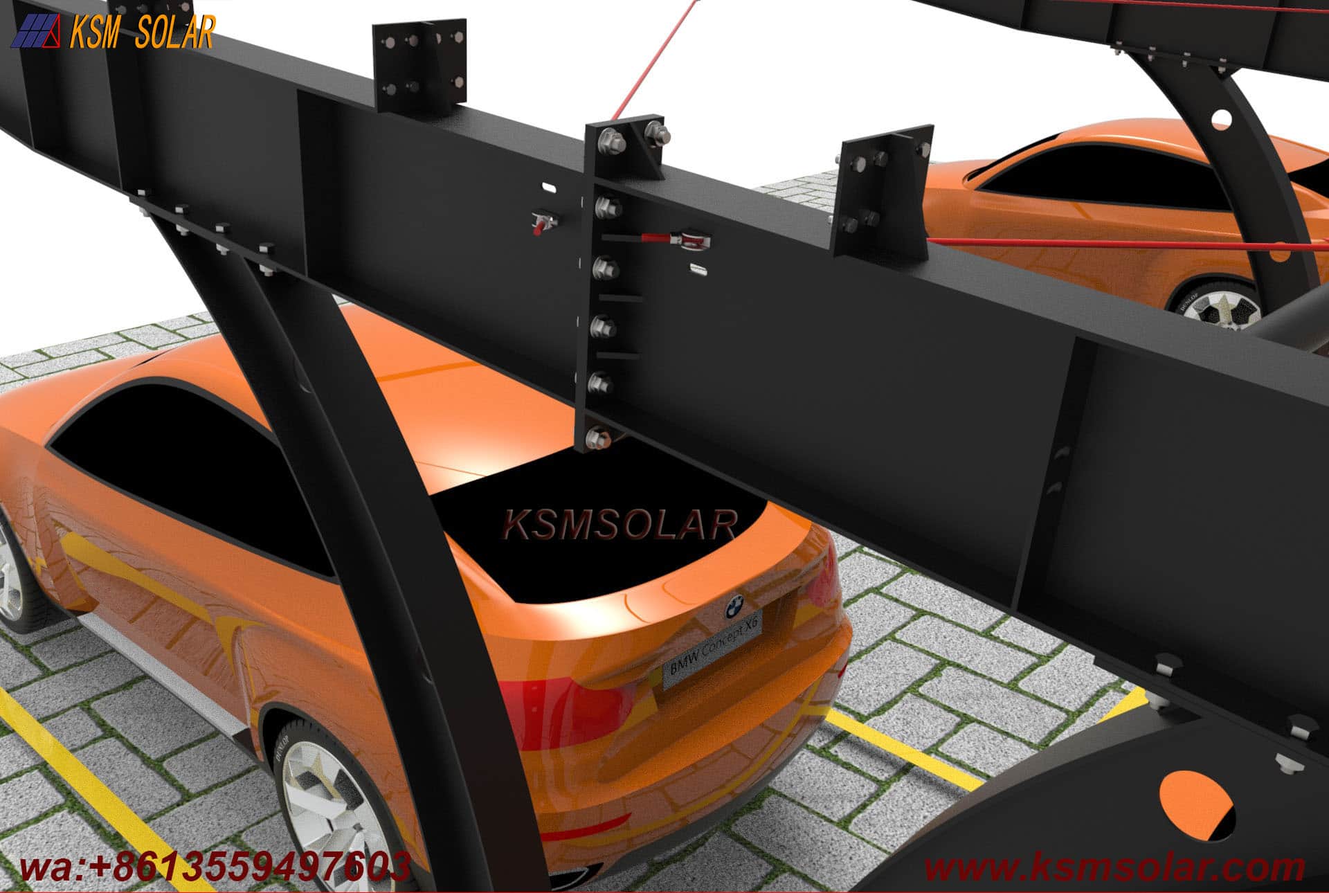 Carbon Steel Single-Slope Back-to-Back PV Carport