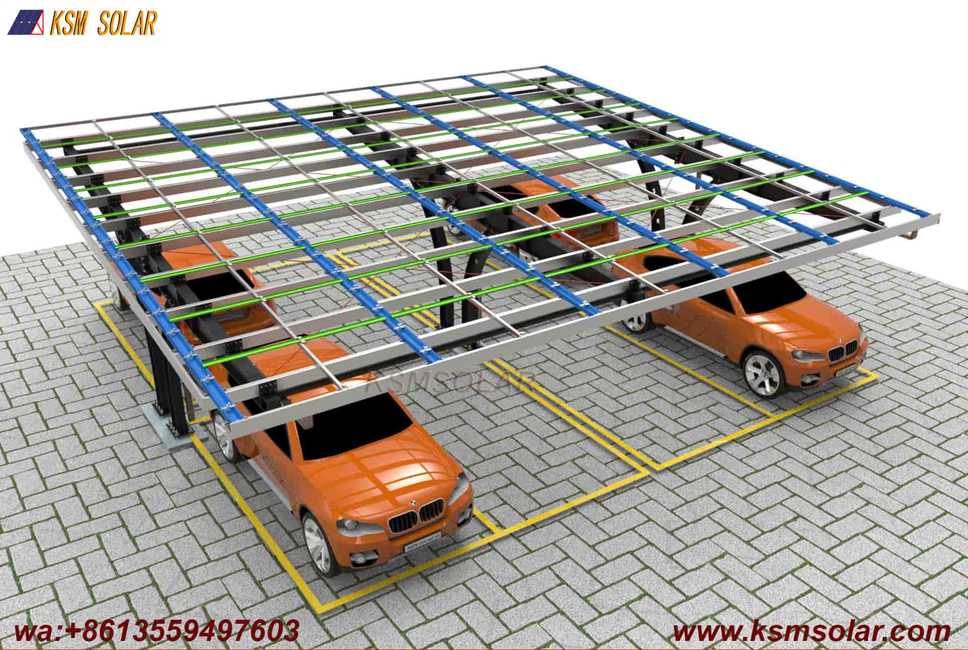 Carbon Steel Single-Slope Back-to-Back PV Carport